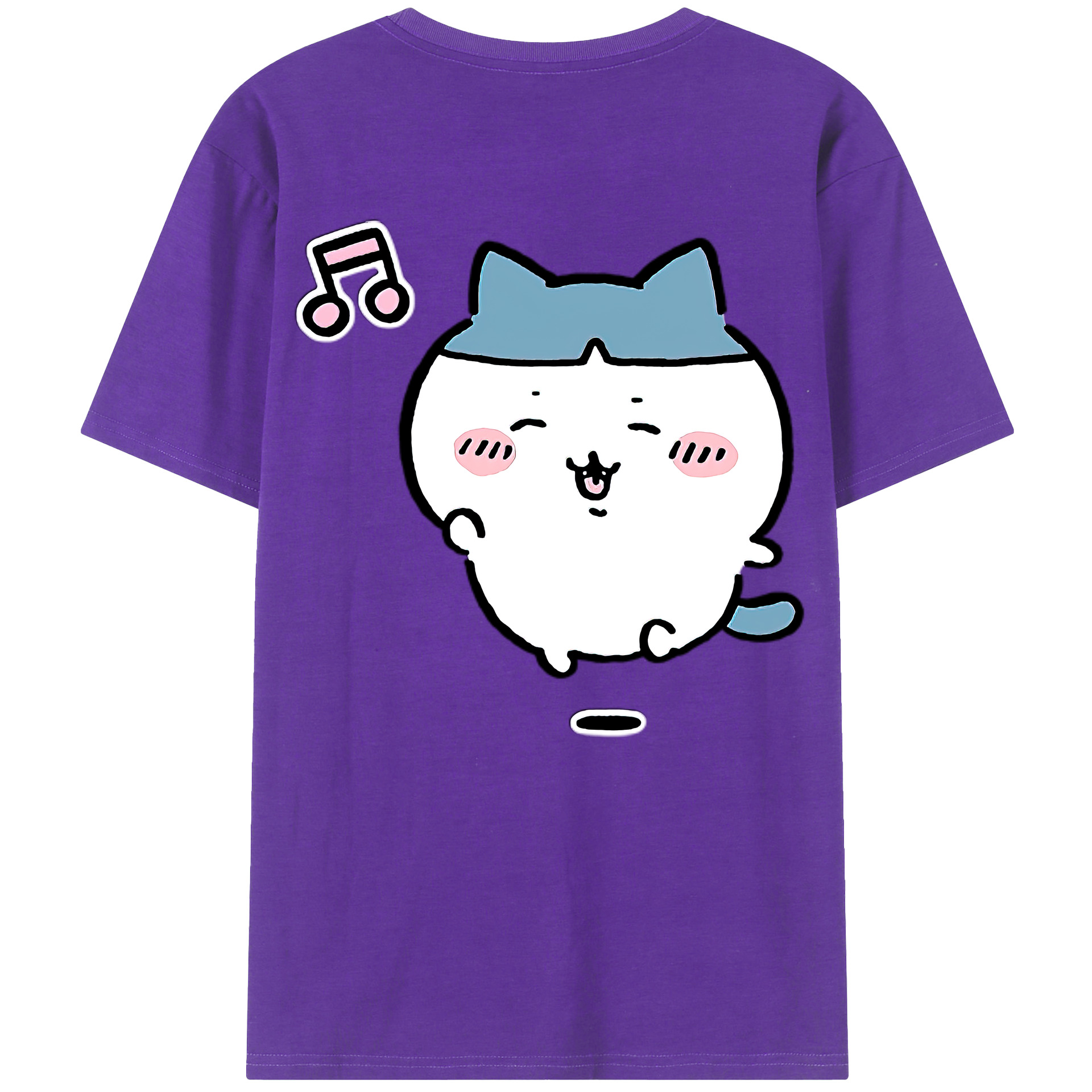 （画像用） ちいかわ ハチワレ Chii-kawa hachiware 綿100％ メンズ半袖Tシャツ（バックプリント） 通気性