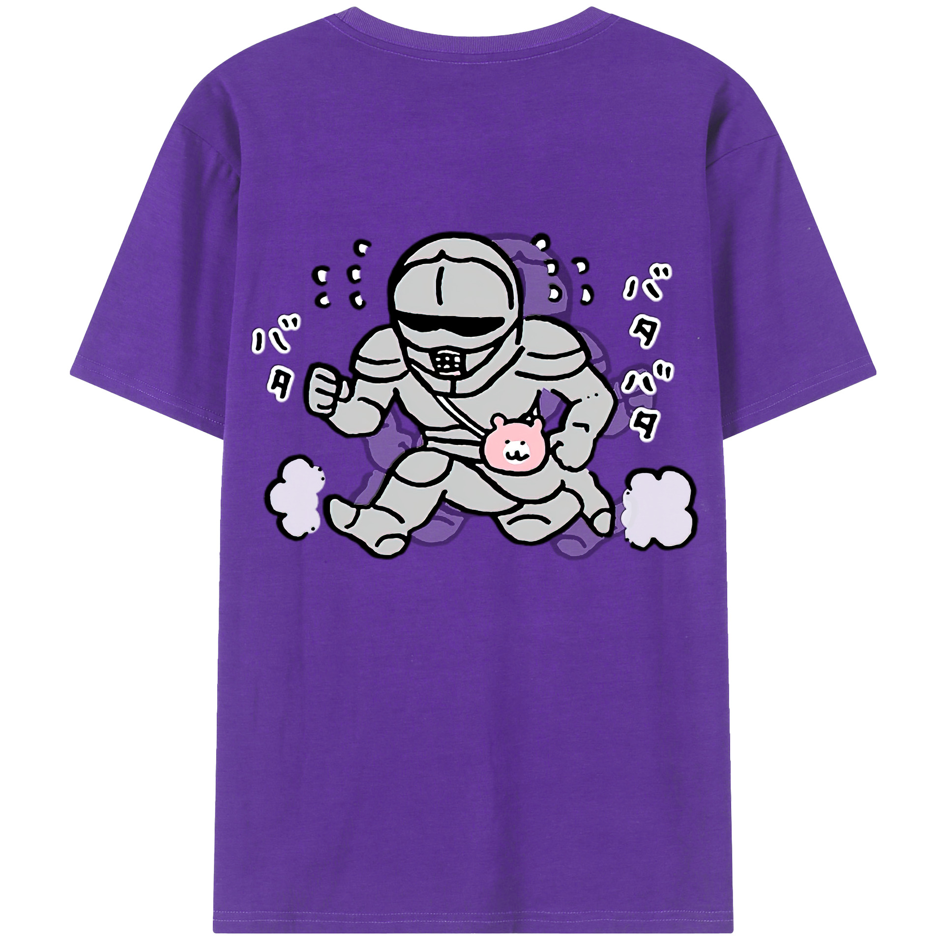 （画像用） ちいかわ 労働の鎧さん Chii-kawa Mr. Armor of Labor 綿100％ メンズ半袖Tシャツ（バックプリント） 通気性