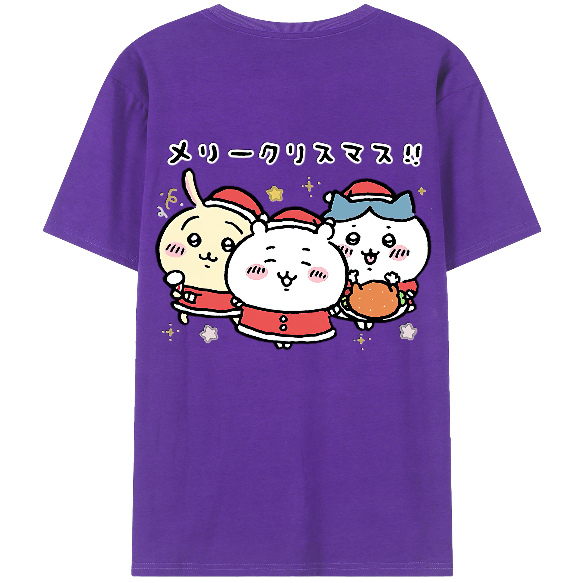 （画像用） ちいかわ ハチワレ Chii-kawa hachiware 綿100％ メンズ半袖Tシャツ（バックプリント） 通気性