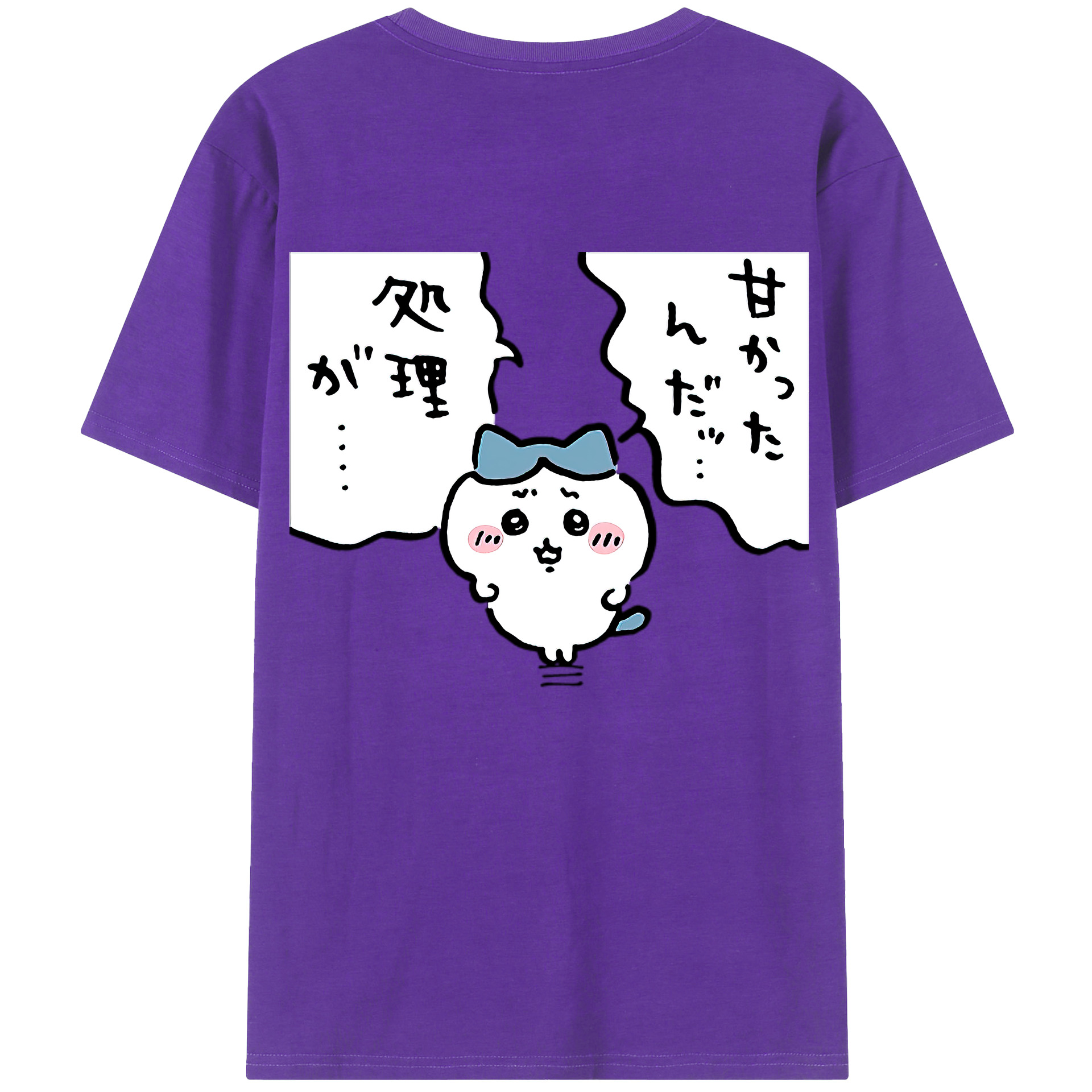 （画像用） ちいかわ ハチワレ Chii-kawa hachiware 綿100％ メンズ半袖Tシャツ（バックプリント） 通気性