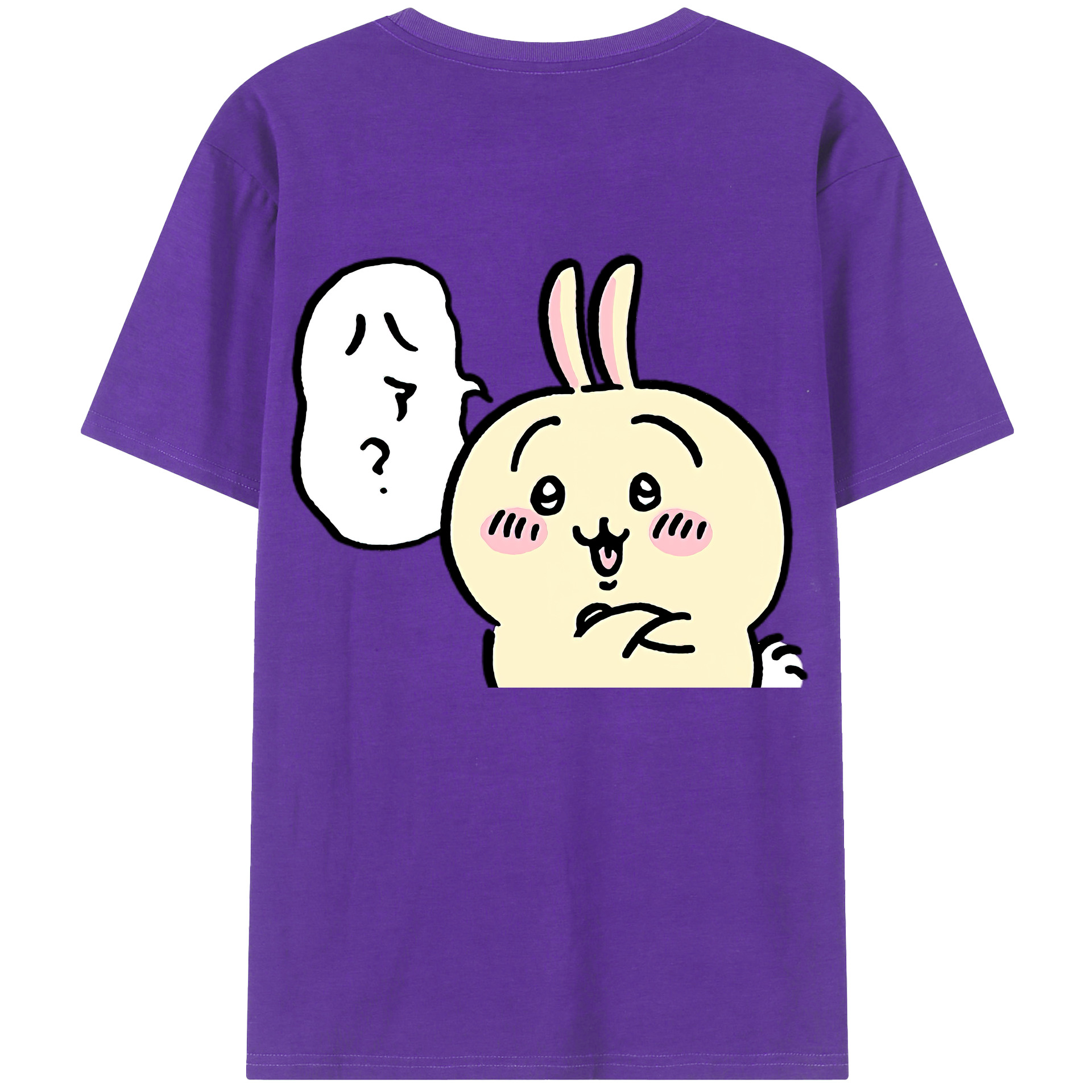 （画像用） ちいかわ うさぎ Chii-kawa usagi 綿100％ メンズ半袖Tシャツ（バックプリント） 通気性