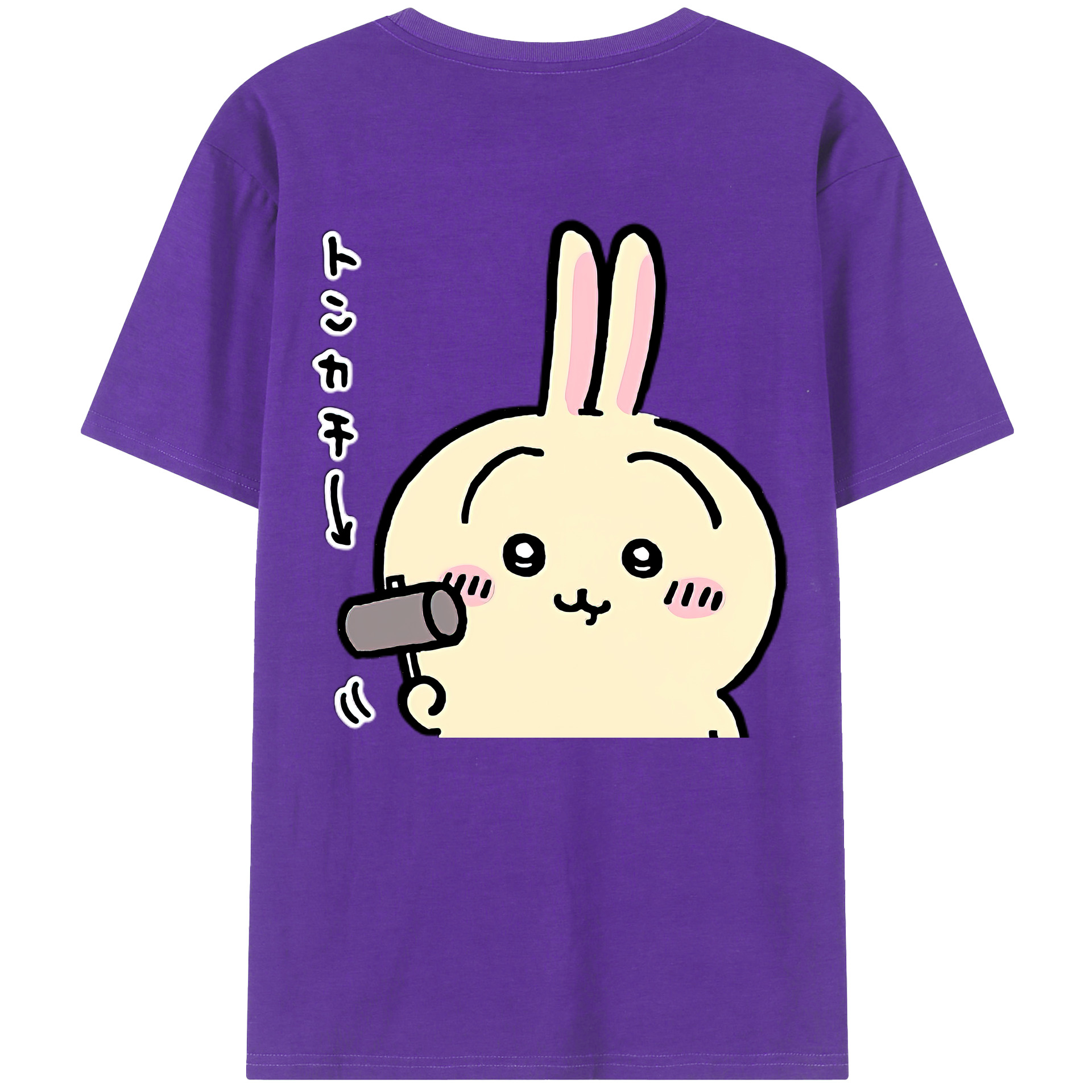 （画像用） ちいかわ うさぎ Chii-kawa usagi 綿100％ メンズ半袖Tシャツ（バックプリント） 通気性