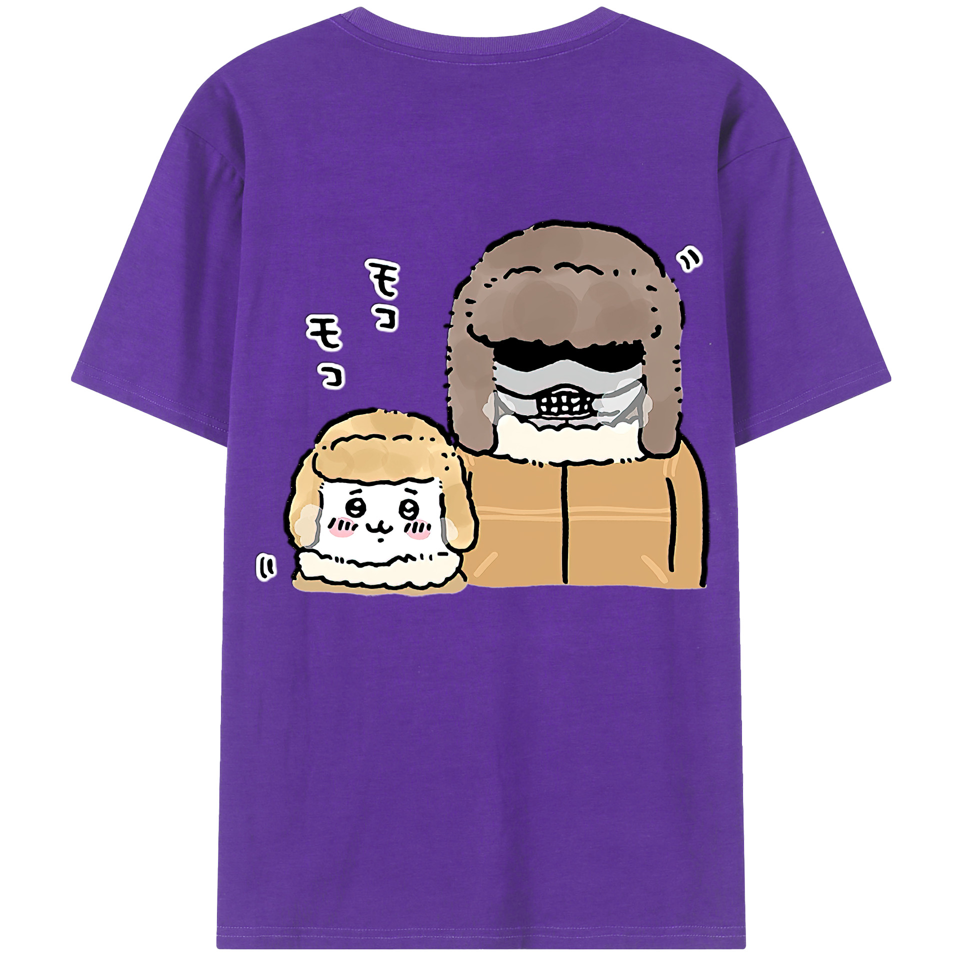 （画像用） ちいかわ 労働の鎧さん Chii-kawa Mr. Armor of Labor 綿100％ メンズ半袖Tシャツ（バックプリント） 通気性
