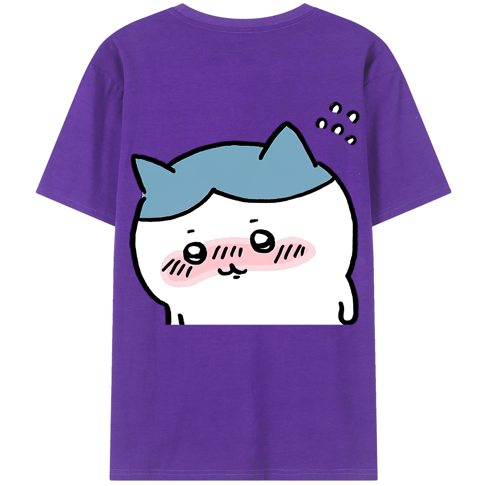 （画像用） ちいかわ ハチワレ Chii-kawa hachiware 綿100％ メンズ半袖Tシャツ（バックプリント） 通気性