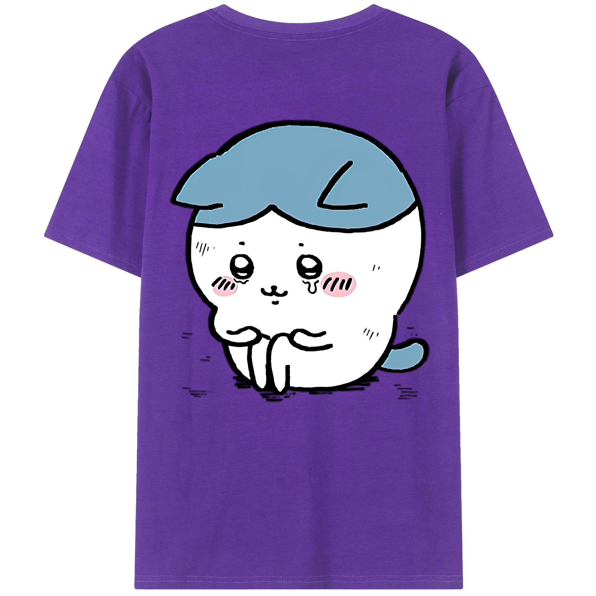 （画像用） ちいかわ ハチワレ Chii-kawa hachiware 綿100％ メンズ半袖Tシャツ（バックプリント） 通気性
