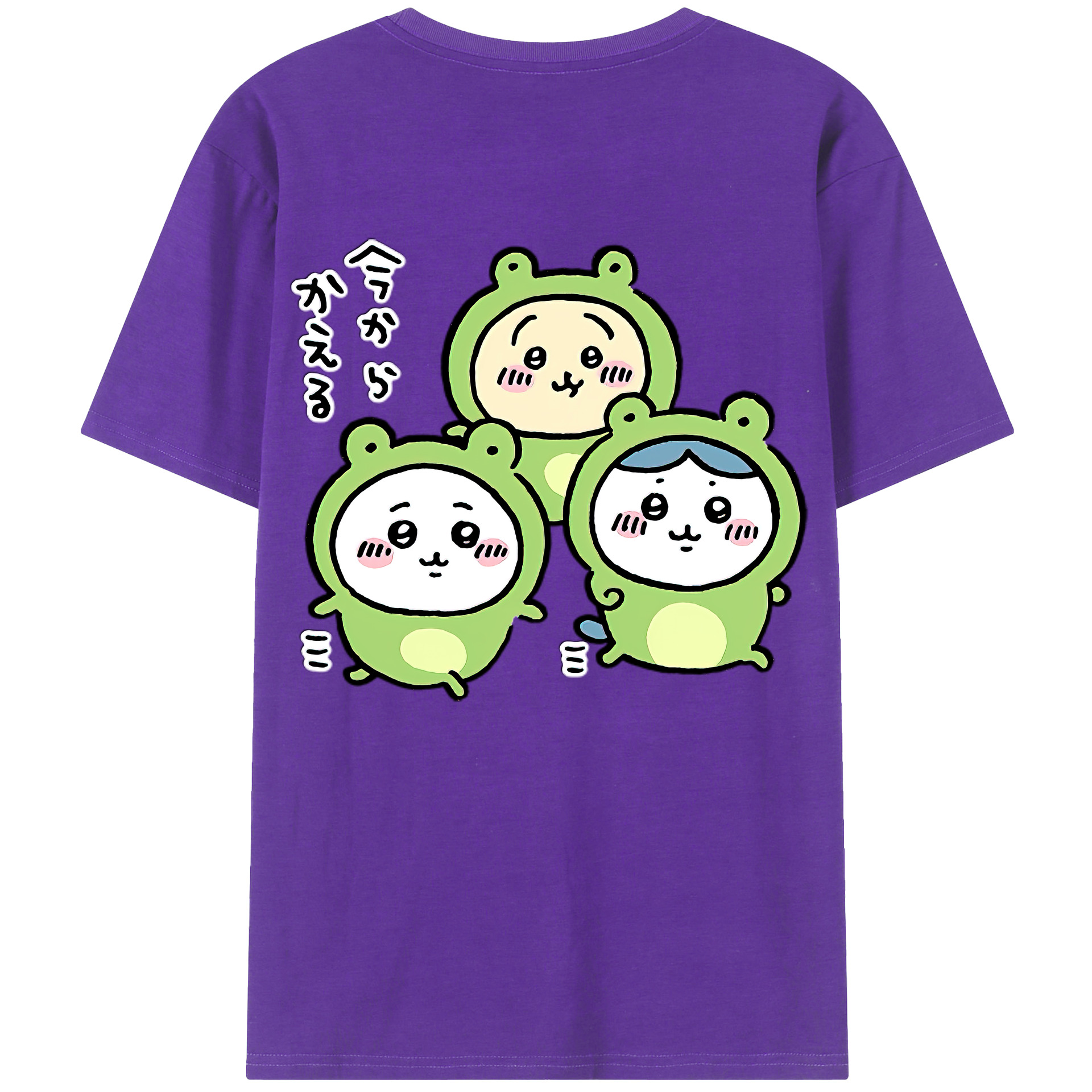 （画像用） ちいかわ ハチワレ Chii-kawa hachiware 綿100％ メンズ半袖Tシャツ（バックプリント） 通気性