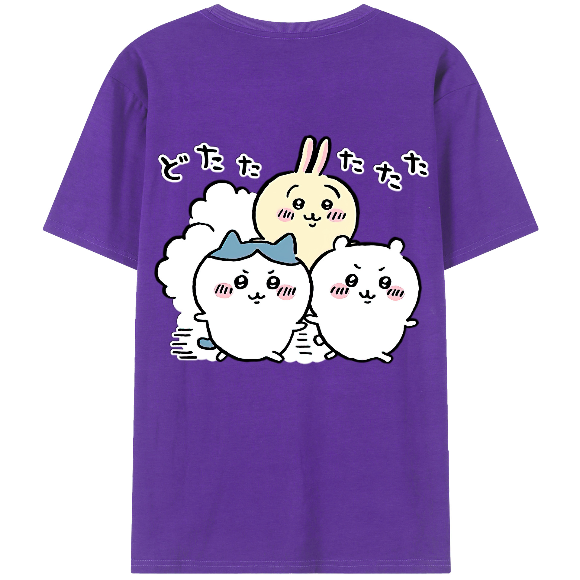 （画像用） ちいかわ ハチワレ Chii-kawa hachiware 綿100％ メンズ半袖Tシャツ（バックプリント） 通気性