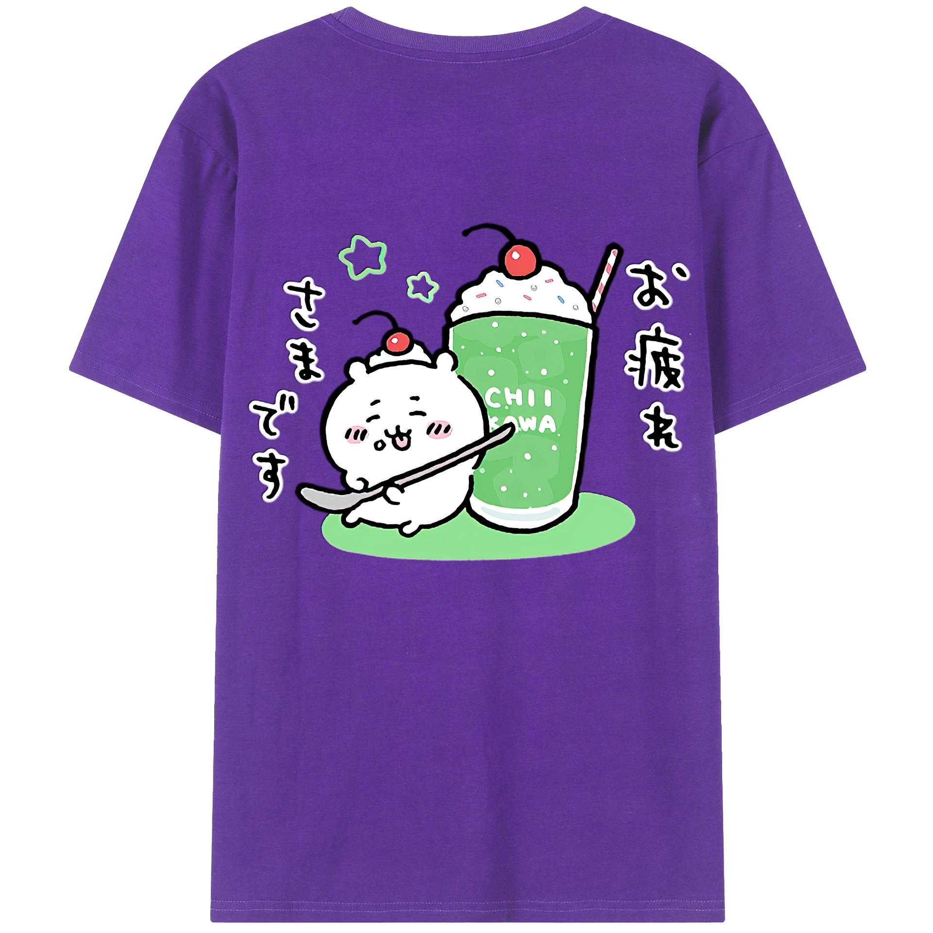 （画像用） ちいかわ ちいかわ Chii-kawa chiikawa 綿100％ メンズ半袖Tシャツ（バックプリント） 通気性