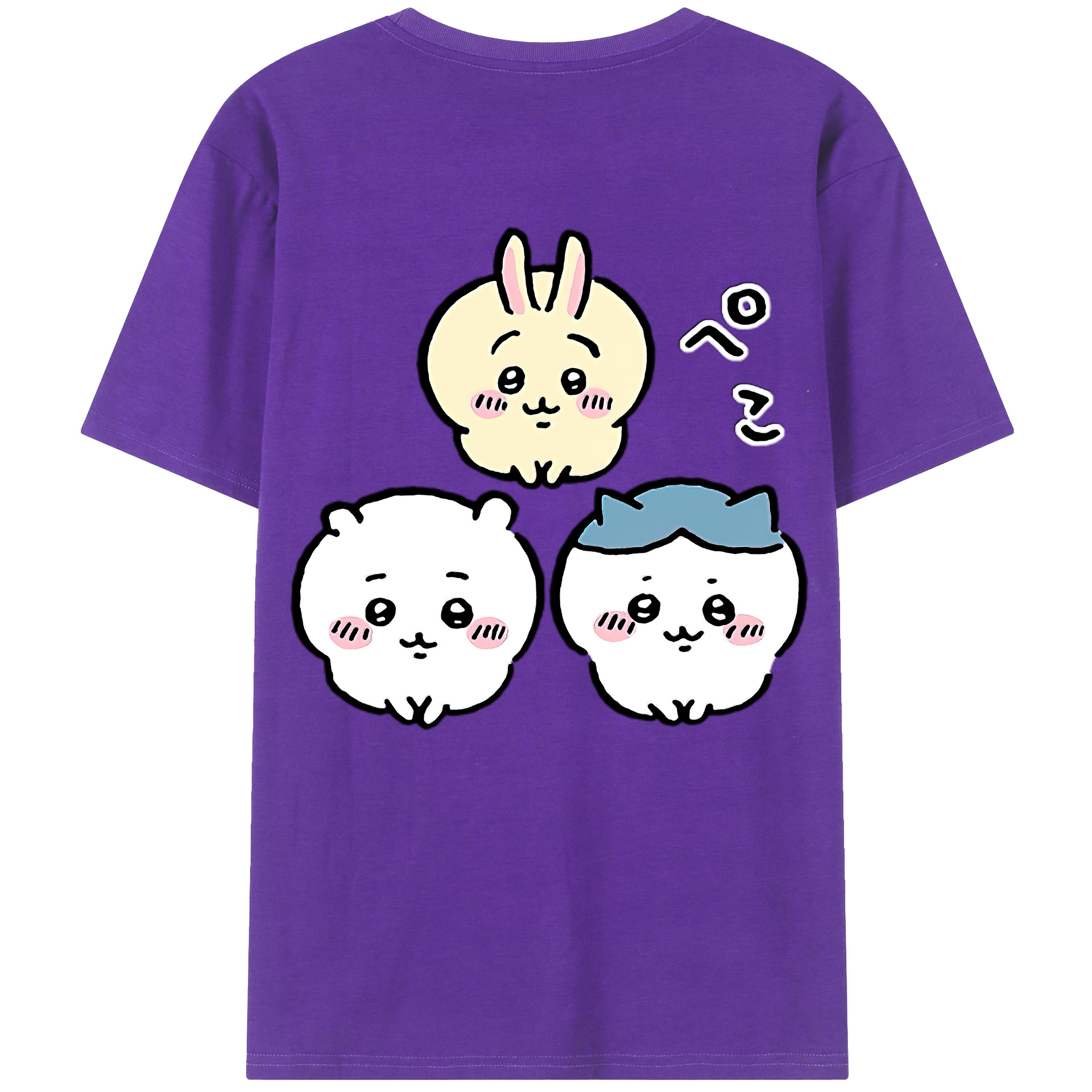 （画像用） ちいかわ うさぎ Chii-kawa usagi 綿100％ メンズ半袖Tシャツ（バックプリント） 通気性