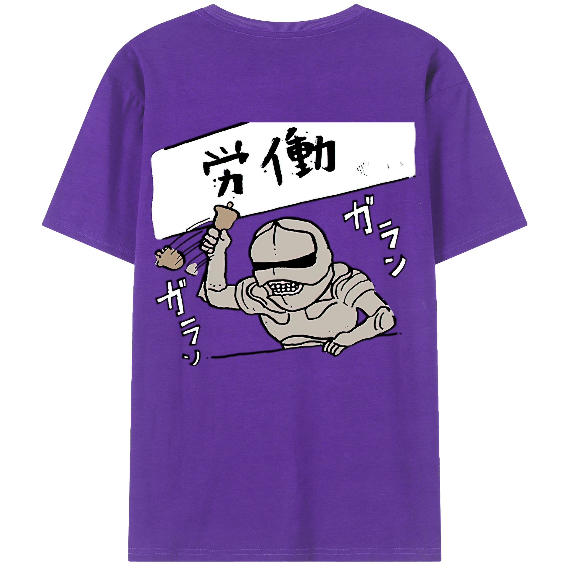 （画像用） ちいかわ 労働の鎧さん Chii-kawa Mr. Armor of Labor 綿100％ メンズ半袖Tシャツ（バックプリント） 通気性
