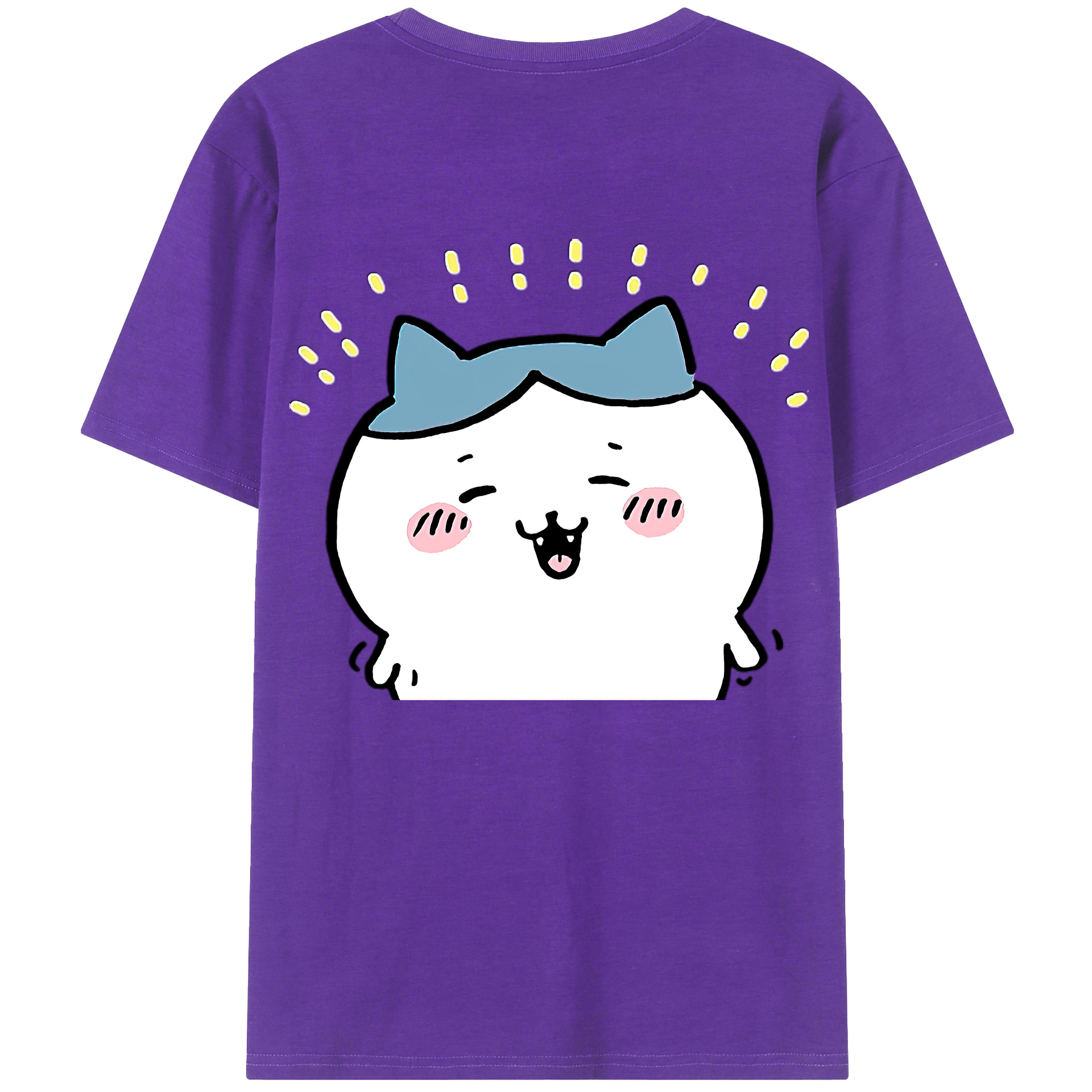 （画像用） ちいかわ ハチワレ Chii-kawa hachiware 綿100％ メンズ半袖Tシャツ（バックプリント） 通気性