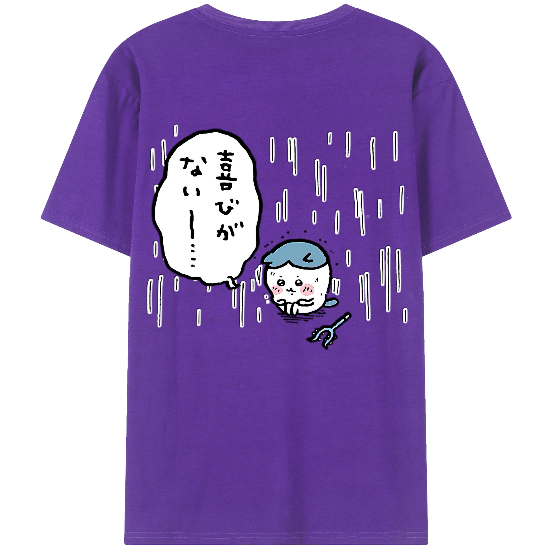 （画像用） ちいかわ ハチワレ Chii-kawa hachiware 綿100％ メンズ半袖Tシャツ（バックプリント） 通気性