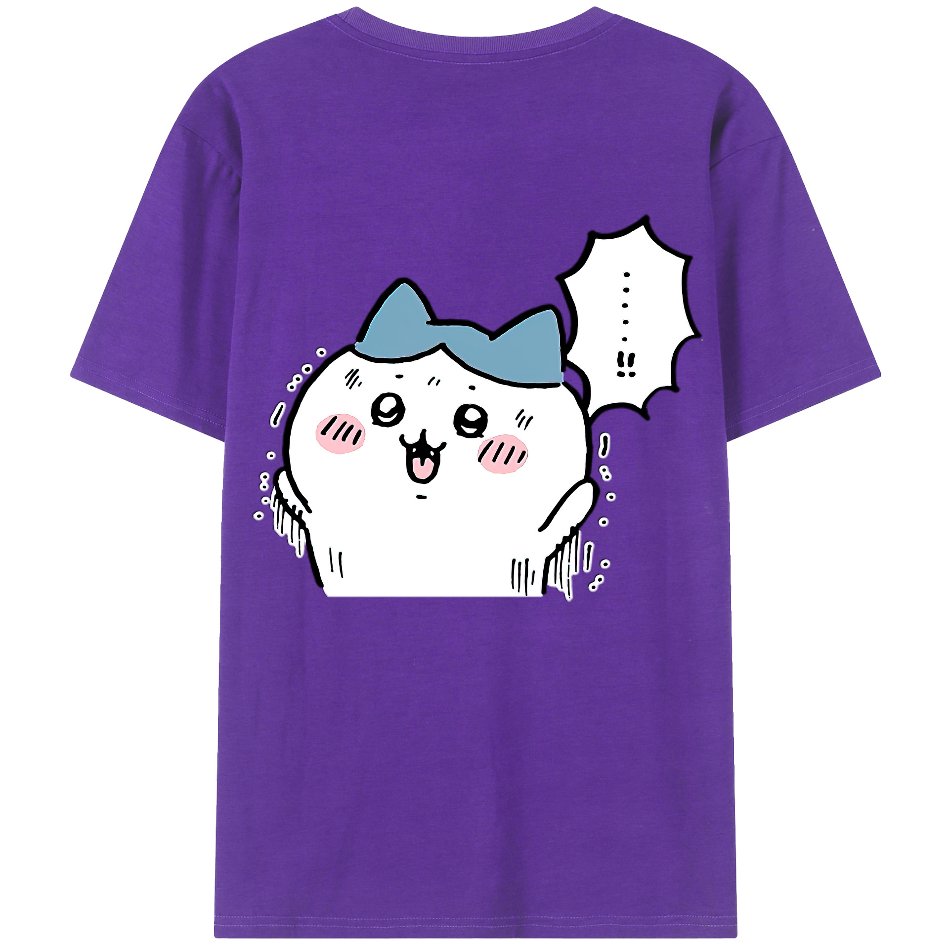 （画像用） ちいかわ ハチワレ Chii-kawa hachiware 綿100％ メンズ半袖Tシャツ（バックプリント） 通気性
