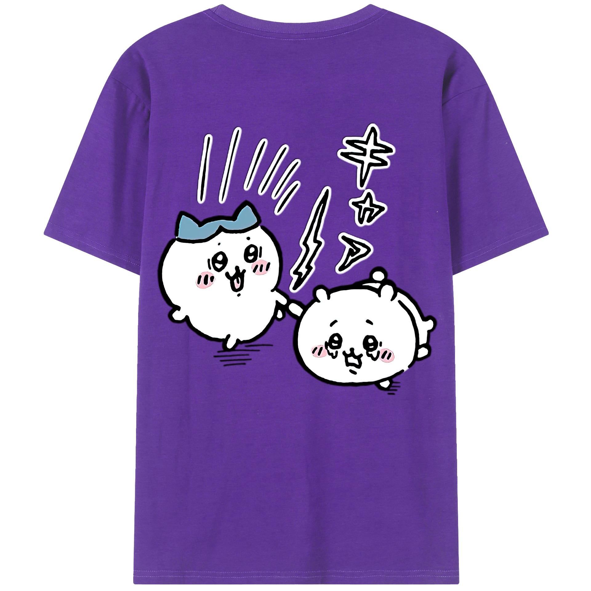 （画像用） ちいかわ ハチワレ Chii-kawa hachiware 綿100％ メンズ半袖Tシャツ（バックプリント） 通気性