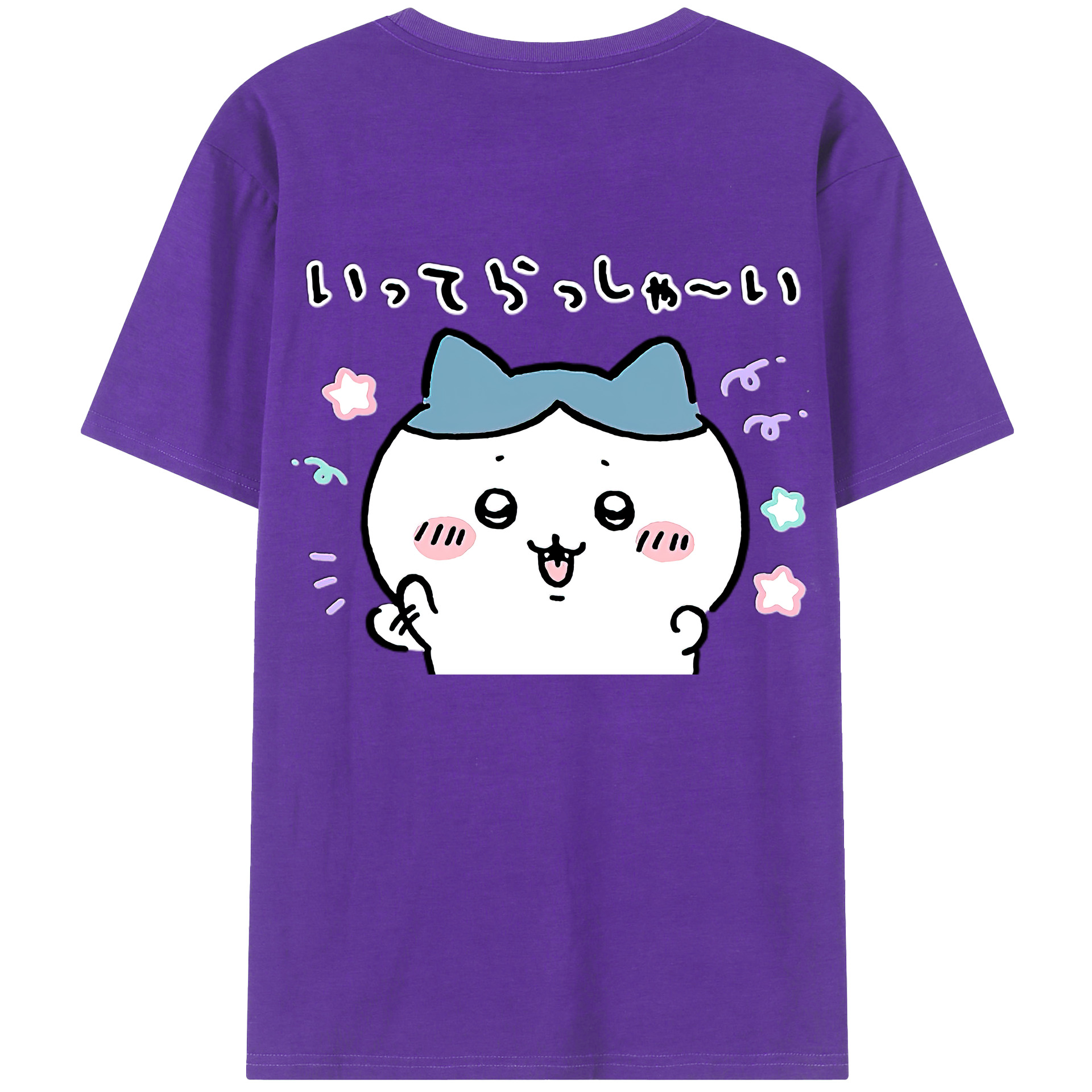 （画像用） ちいかわ ハチワレ Chii-kawa hachiware 綿100％ メンズ半袖Tシャツ（バックプリント） 通気性
