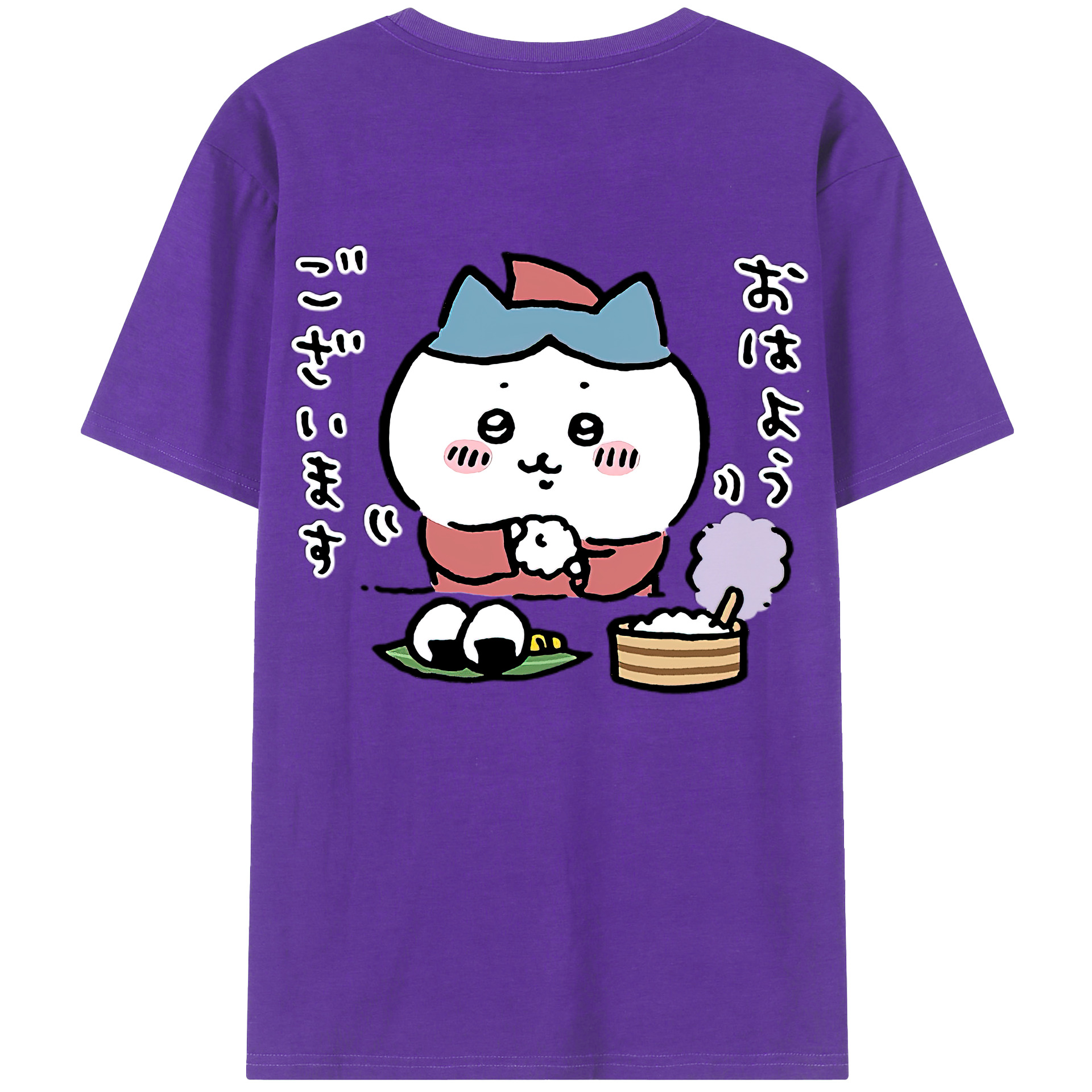 （画像用） ちいかわ ハチワレ Chii-kawa hachiware 綿100％ メンズ半袖Tシャツ（バックプリント） 通気性