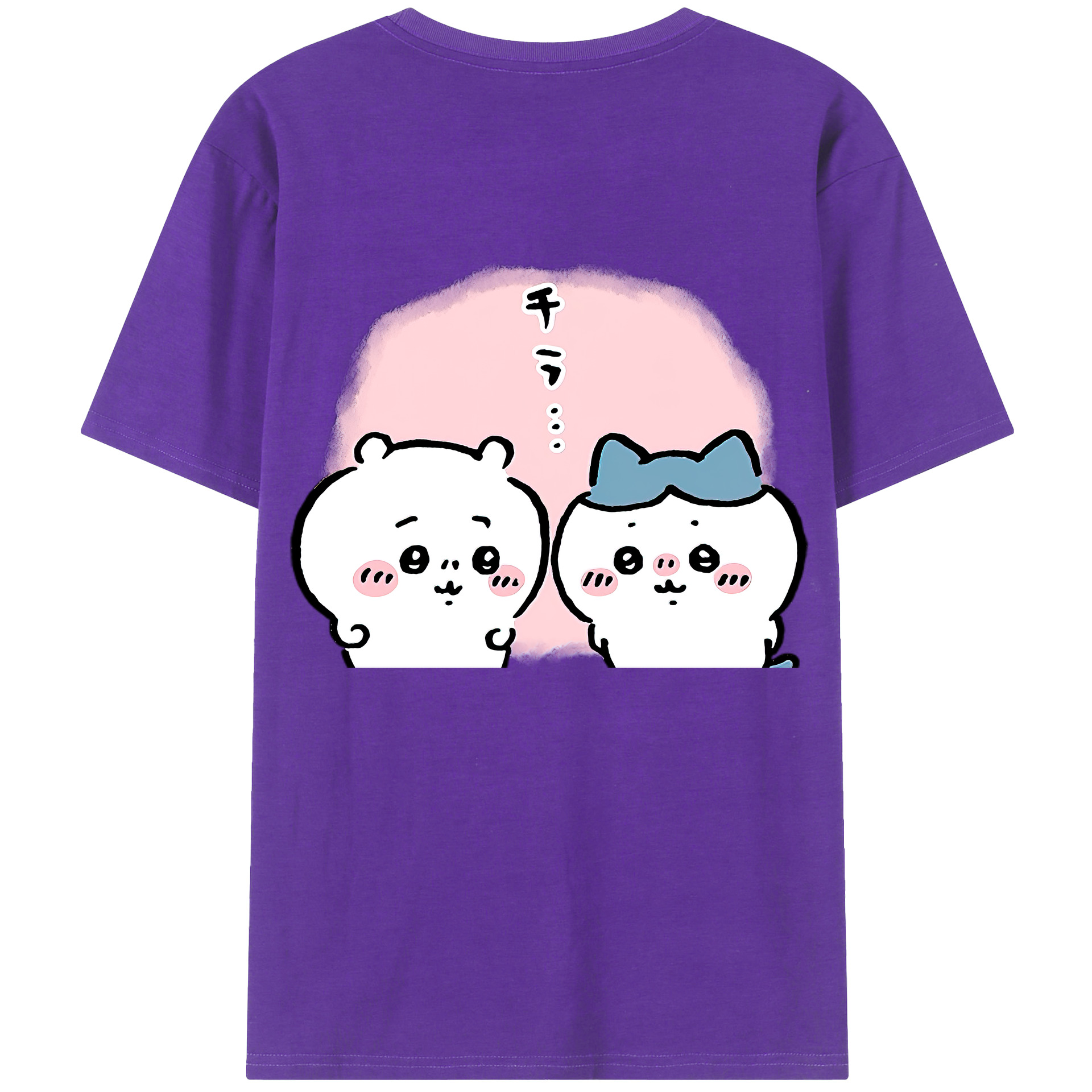（画像用） ちいかわ ハチワレ Chii-kawa hachiware 綿100％ メンズ半袖Tシャツ（バックプリント） 通気性
