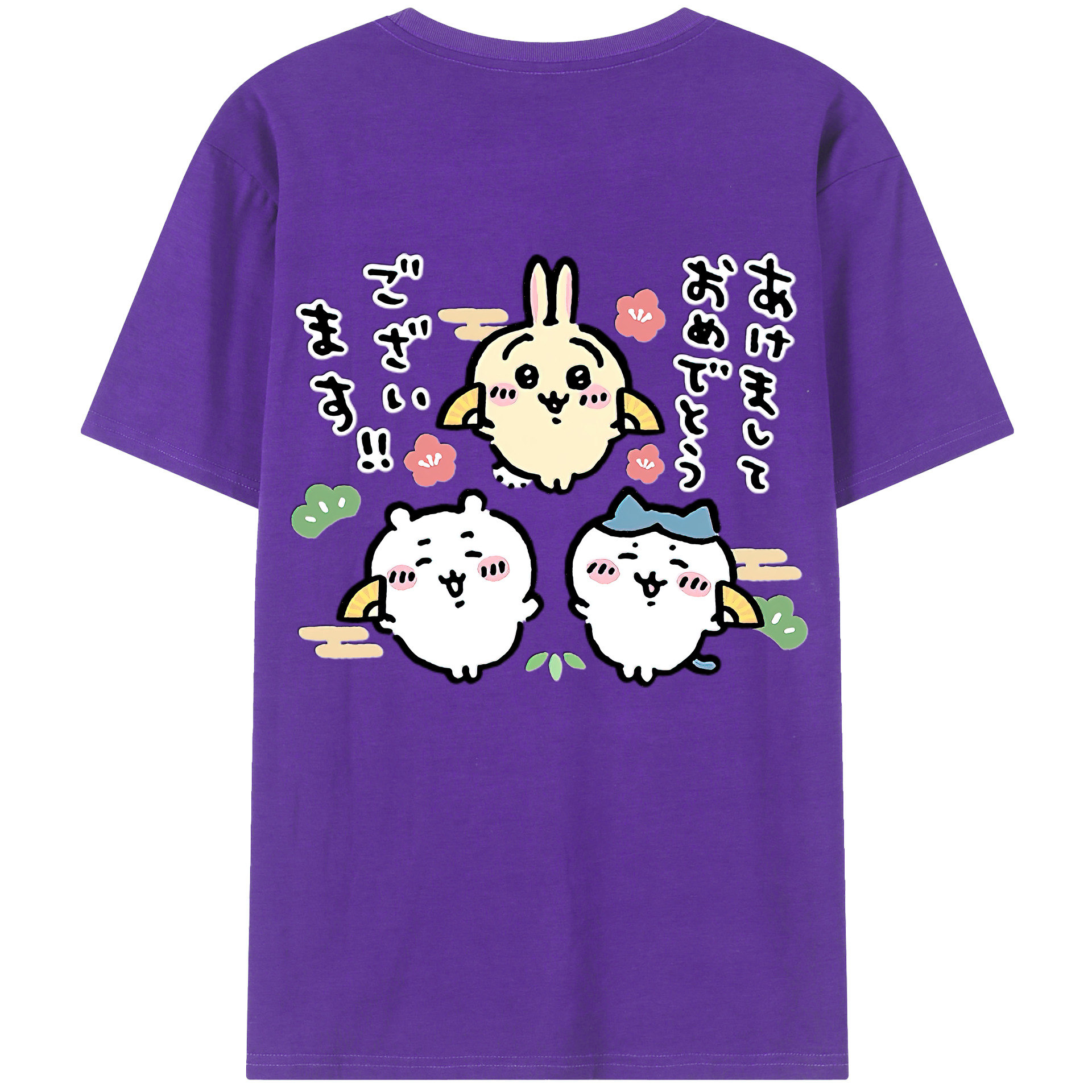 （画像用） ちいかわ ちいかわ Chii-kawa chiikawa 綿100％ メンズ半袖Tシャツ（バックプリント） 通気性