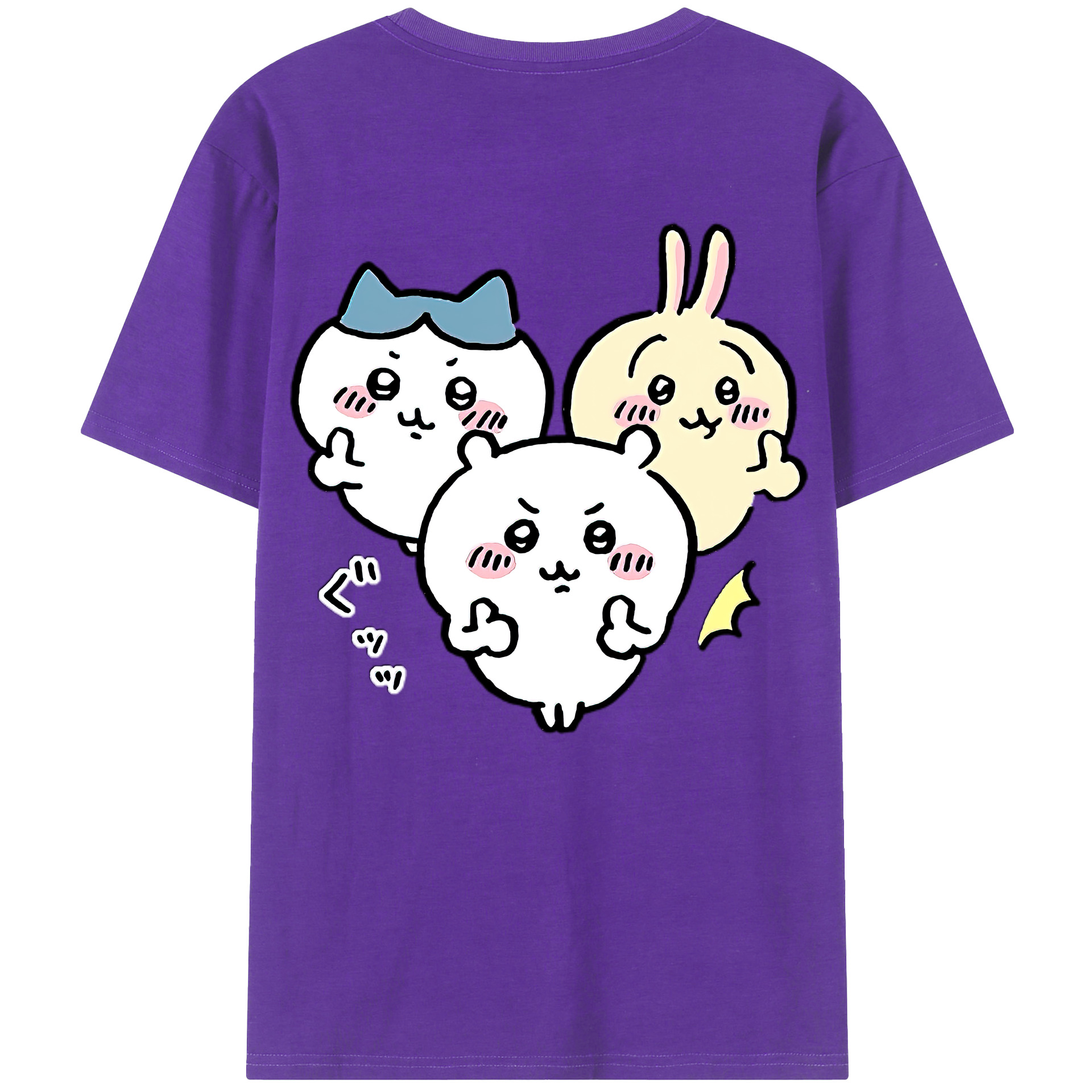 （画像用） ちいかわ うさぎ Chii-kawa usagi 綿100％ メンズ半袖Tシャツ（バックプリント） 通気性