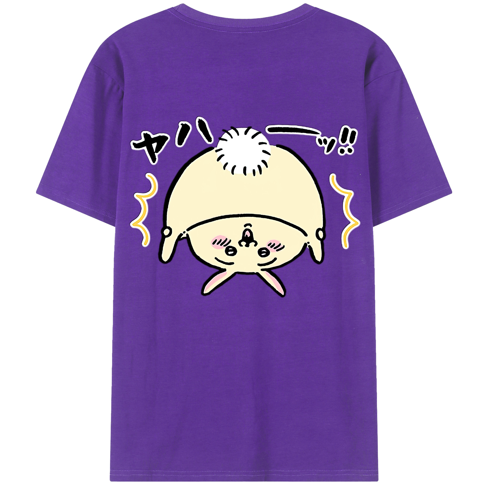 （画像用） ちいかわ うさぎ Chii-kawa usagi 綿100％ メンズ半袖Tシャツ（バックプリント） 通気性