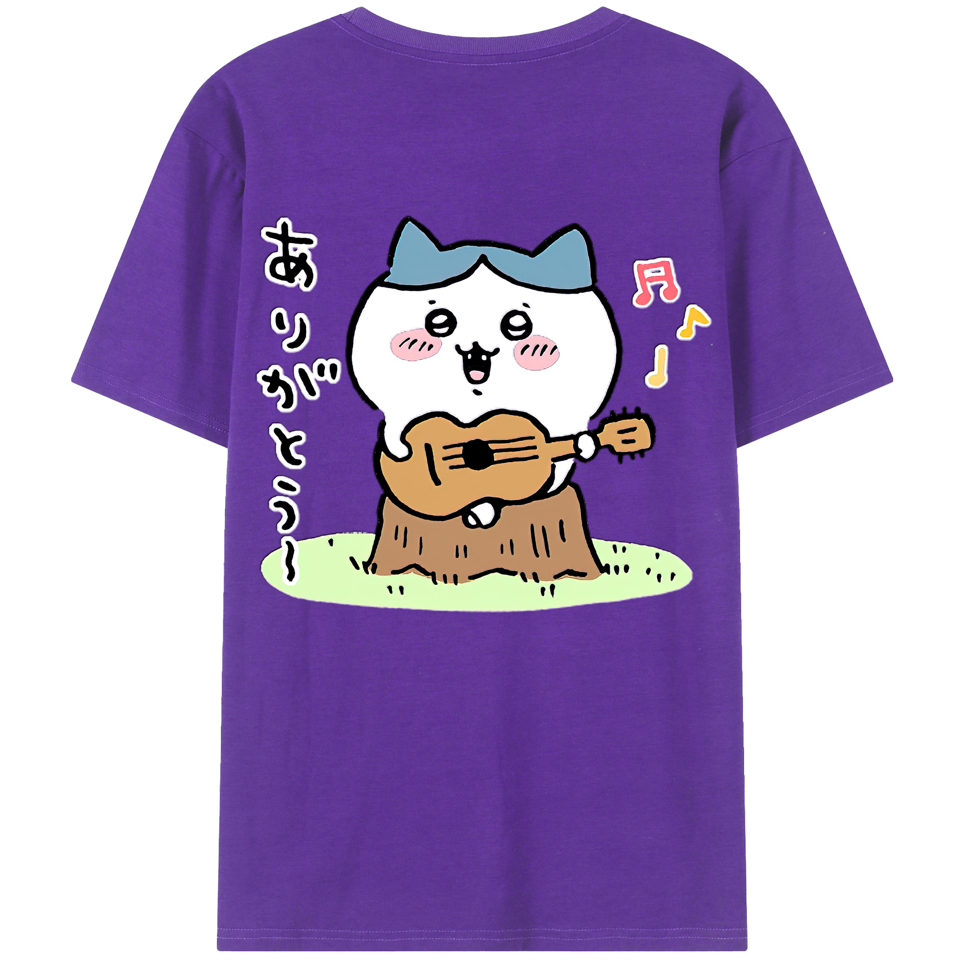 （画像用） ちいかわ ハチワレ Chii-kawa hachiware 綿100％ メンズ半袖Tシャツ（バックプリント） 通気性