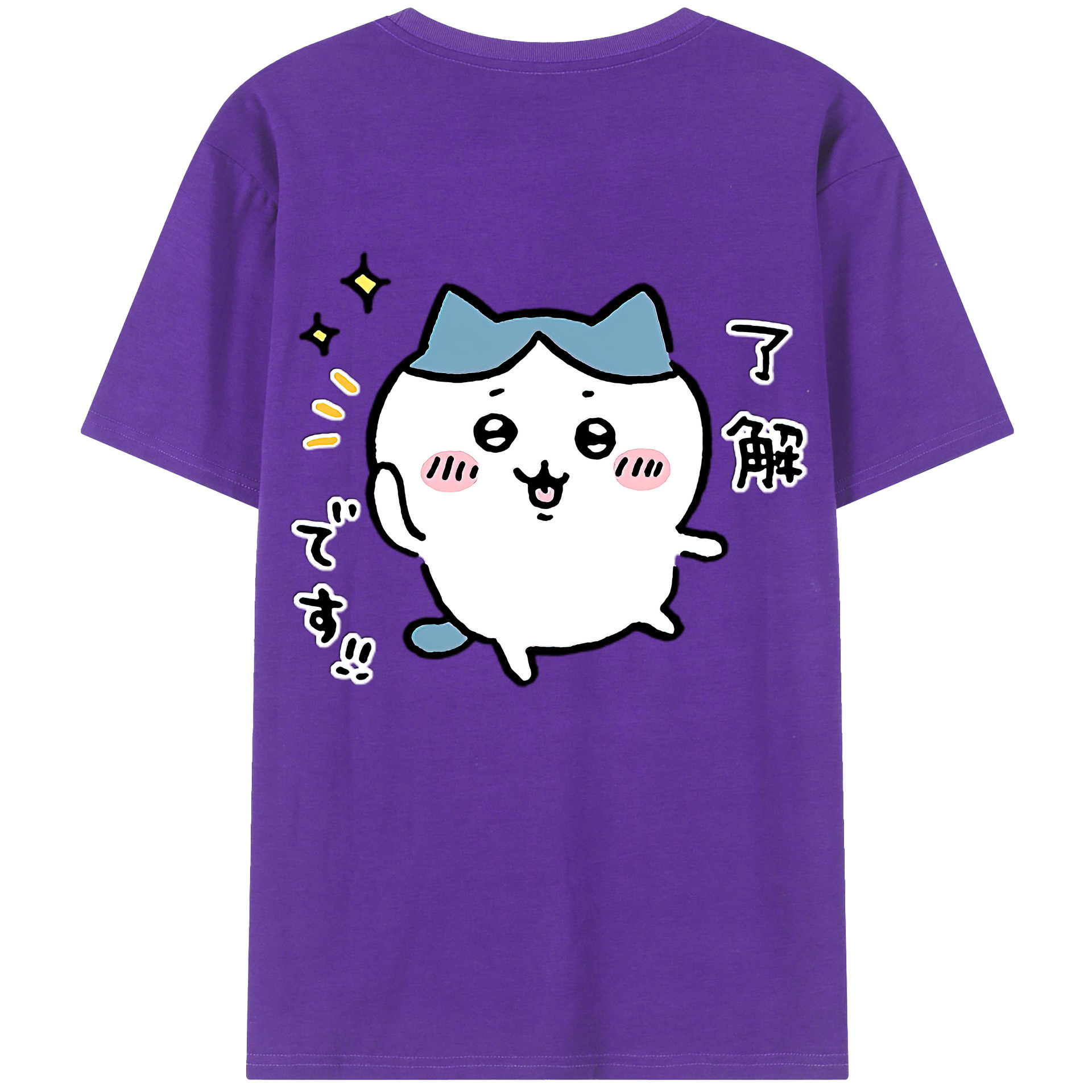 （画像用） ちいかわ ハチワレ Chii-kawa hachiware 綿100％ メンズ半袖Tシャツ（バックプリント） 通気性