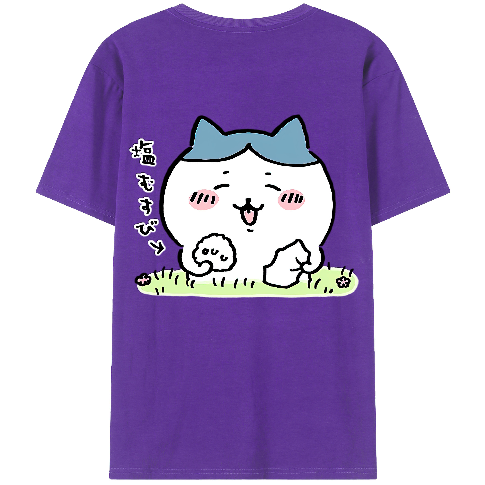 （画像用） ちいかわ ハチワレ Chii-kawa hachiware 綿100％ メンズ半袖Tシャツ（バックプリント） 通気性