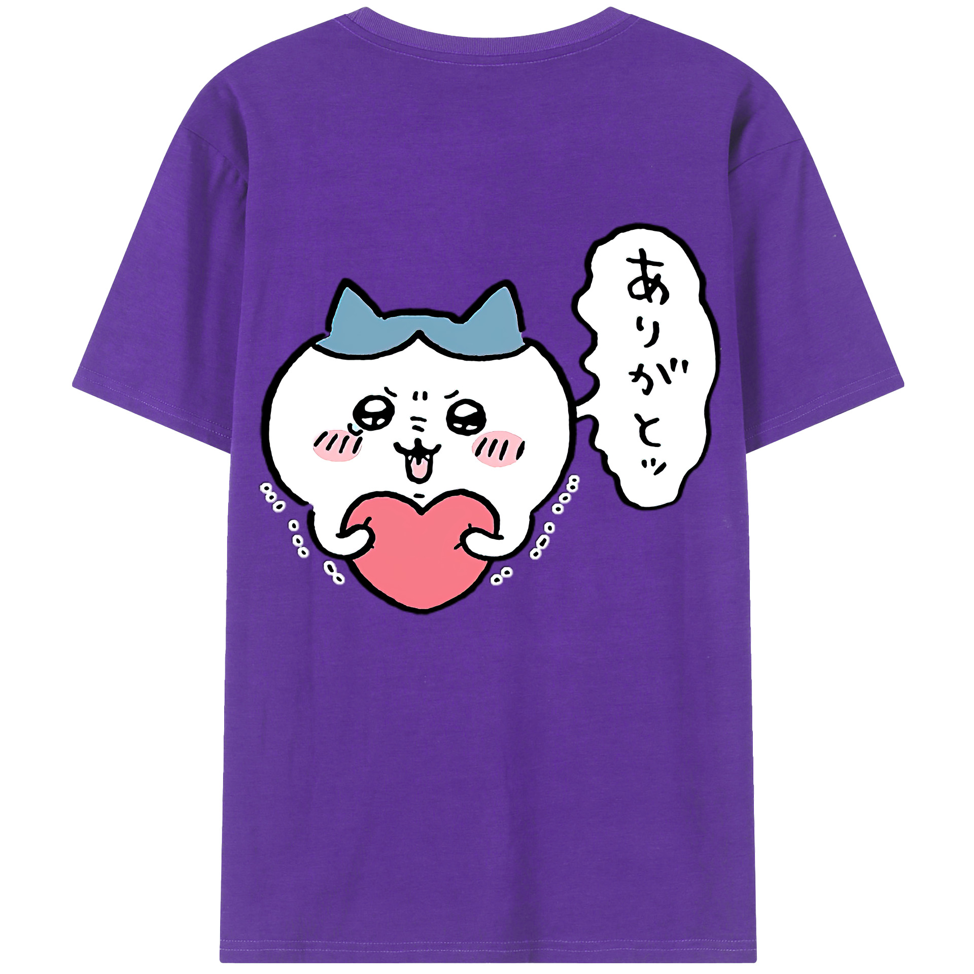 （画像用） ちいかわ ハチワレ Chii-kawa hachiware 綿100％ メンズ半袖Tシャツ（バックプリント） 通気性
