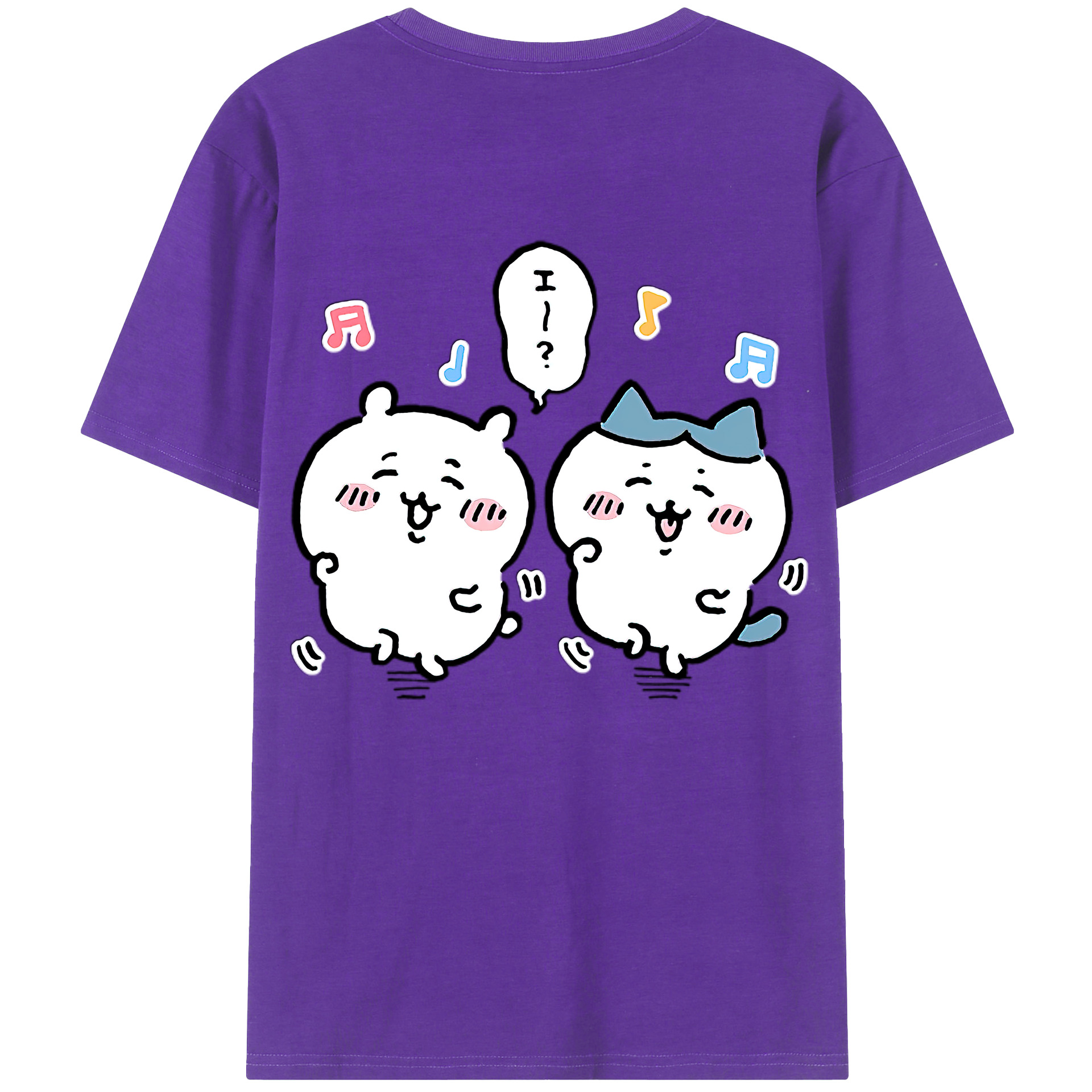 （画像用） ちいかわ ハチワレ Chii-kawa hachiware 綿100％ メンズ半袖Tシャツ（バックプリント） 通気性