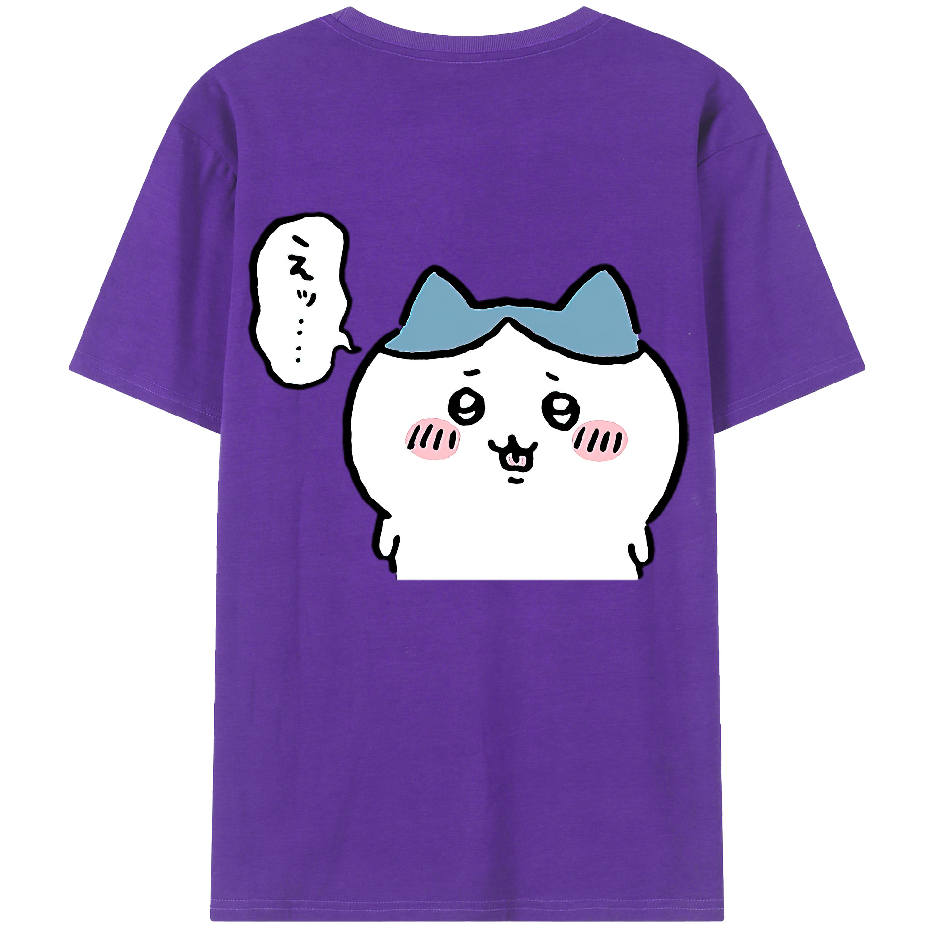 （画像用） ちいかわ ハチワレ Chii-kawa hachiware 綿100％ メンズ半袖Tシャツ（バックプリント） 通気性