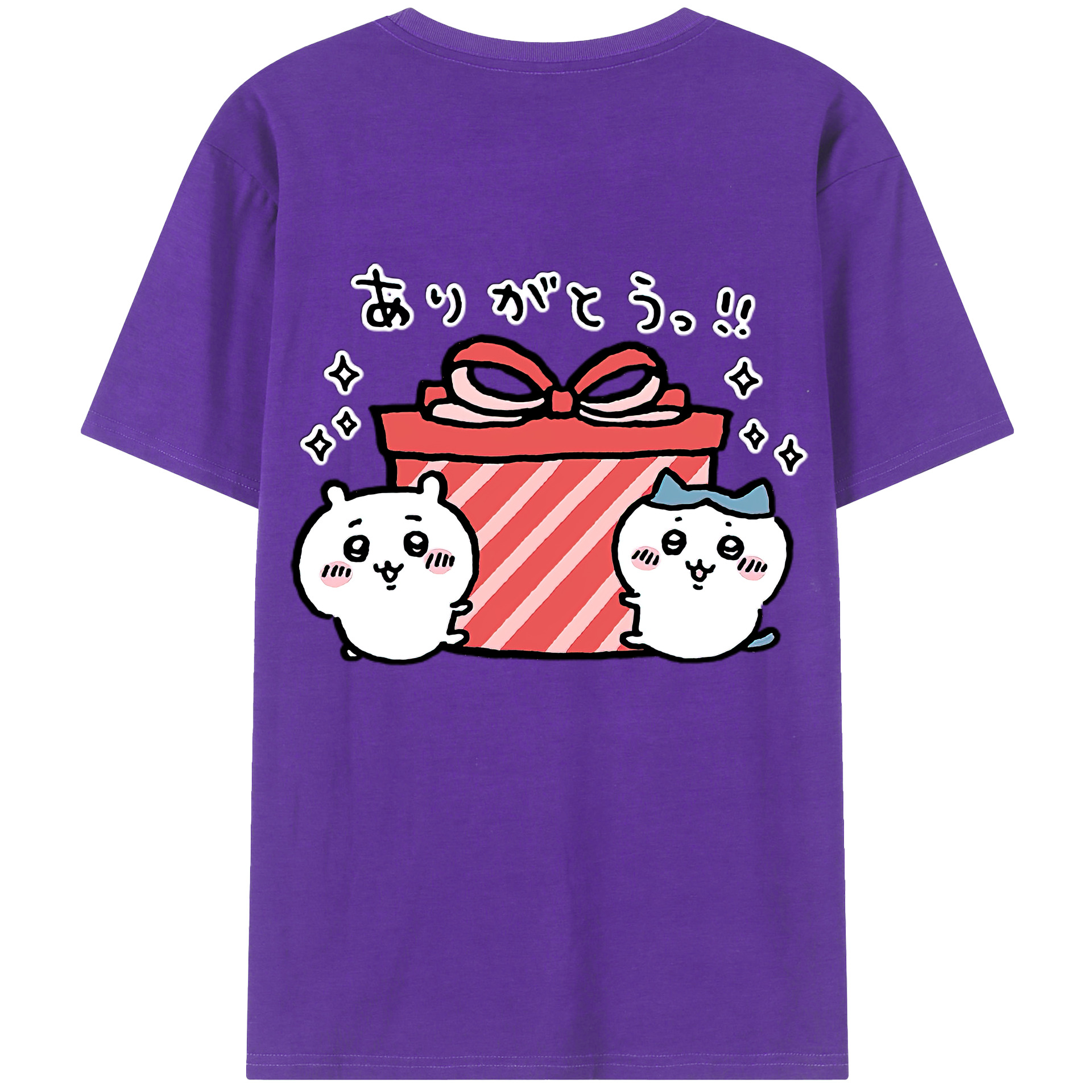 （画像用） ちいかわ ハチワレ Chii-kawa hachiware 綿100％ メンズ半袖Tシャツ（バックプリント） 通気性