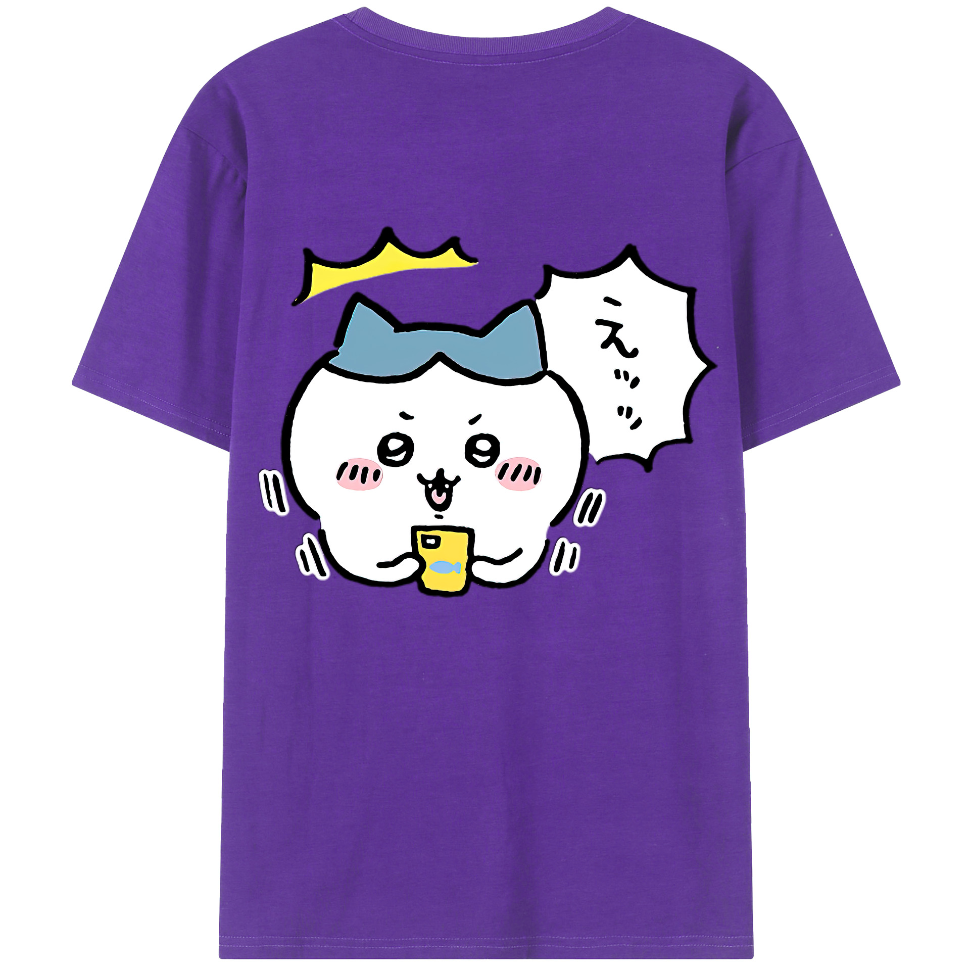 （画像用） ちいかわ ハチワレ Chii-kawa hachiware 綿100％ メンズ半袖Tシャツ（バックプリント） 通気性