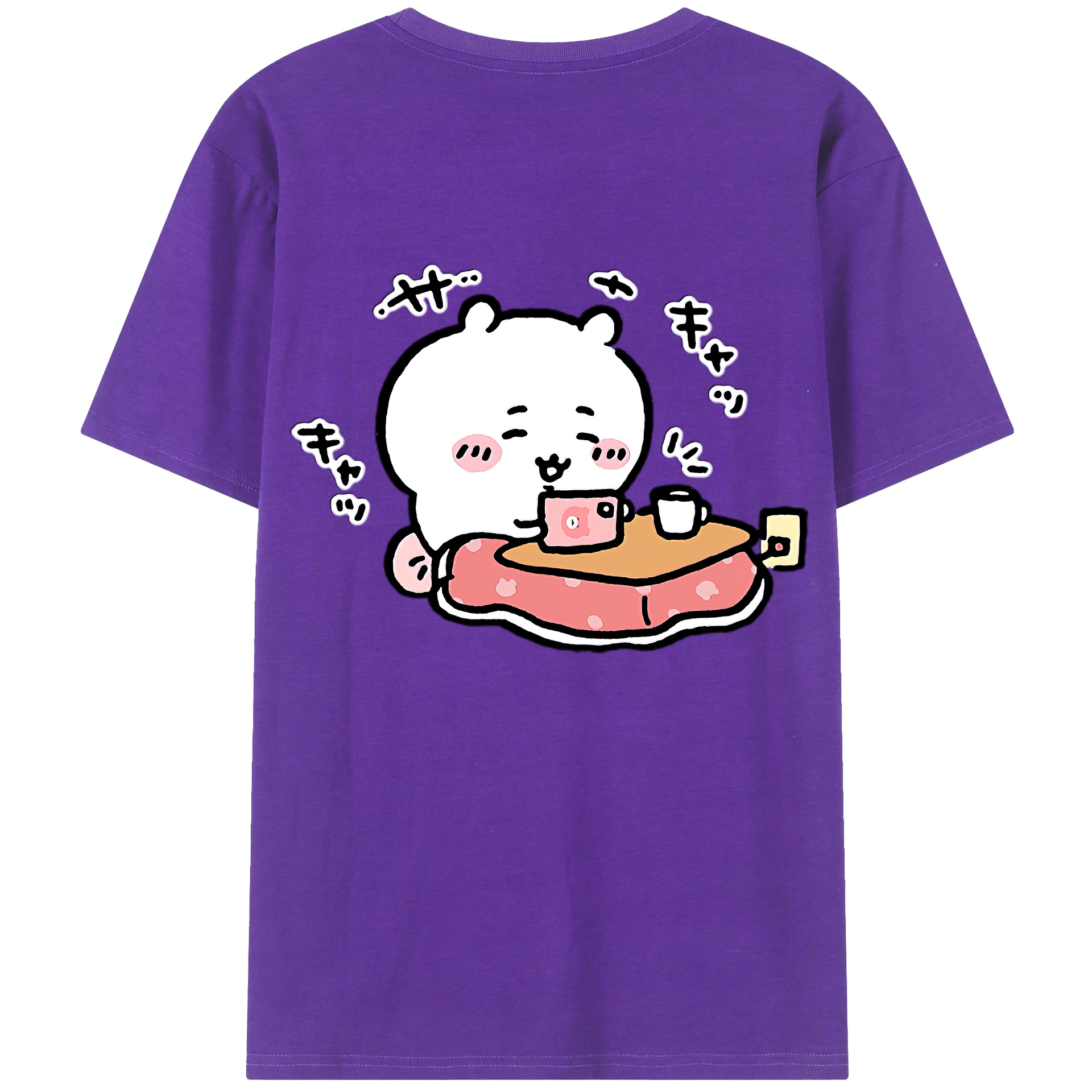 （画像用） ちいかわ ちいかわ Chii-kawa chiikawa 綿100％ メンズ半袖Tシャツ（バックプリント） 通気性