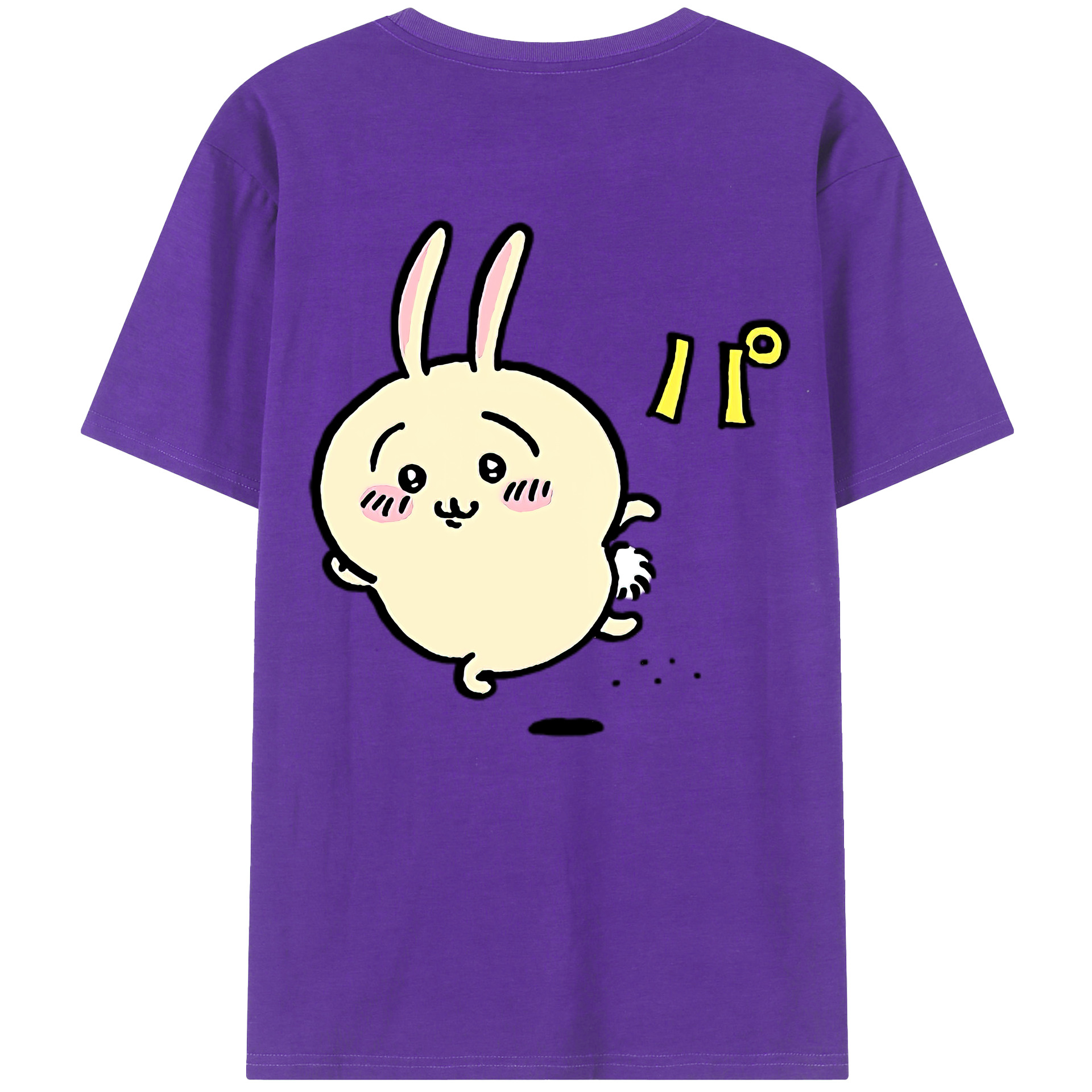 （画像用） ちいかわ うさぎ Chii-kawa usagi 綿100％ メンズ半袖Tシャツ（バックプリント） 通気性