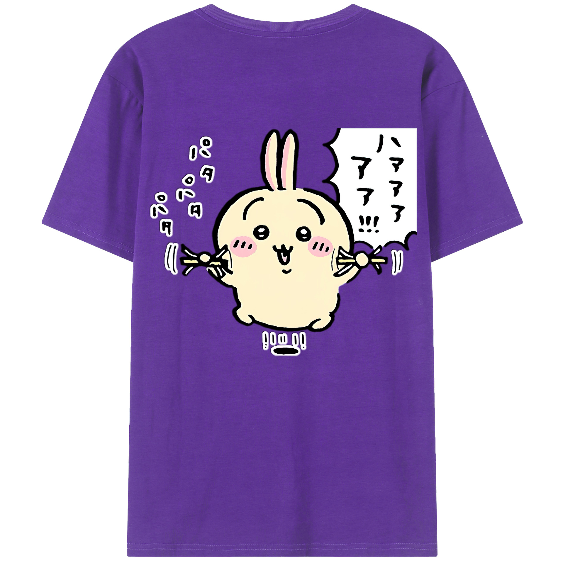 （画像用） ちいかわ うさぎ Chii-kawa usagi 綿100％ メンズ半袖Tシャツ（バックプリント） 通気性
