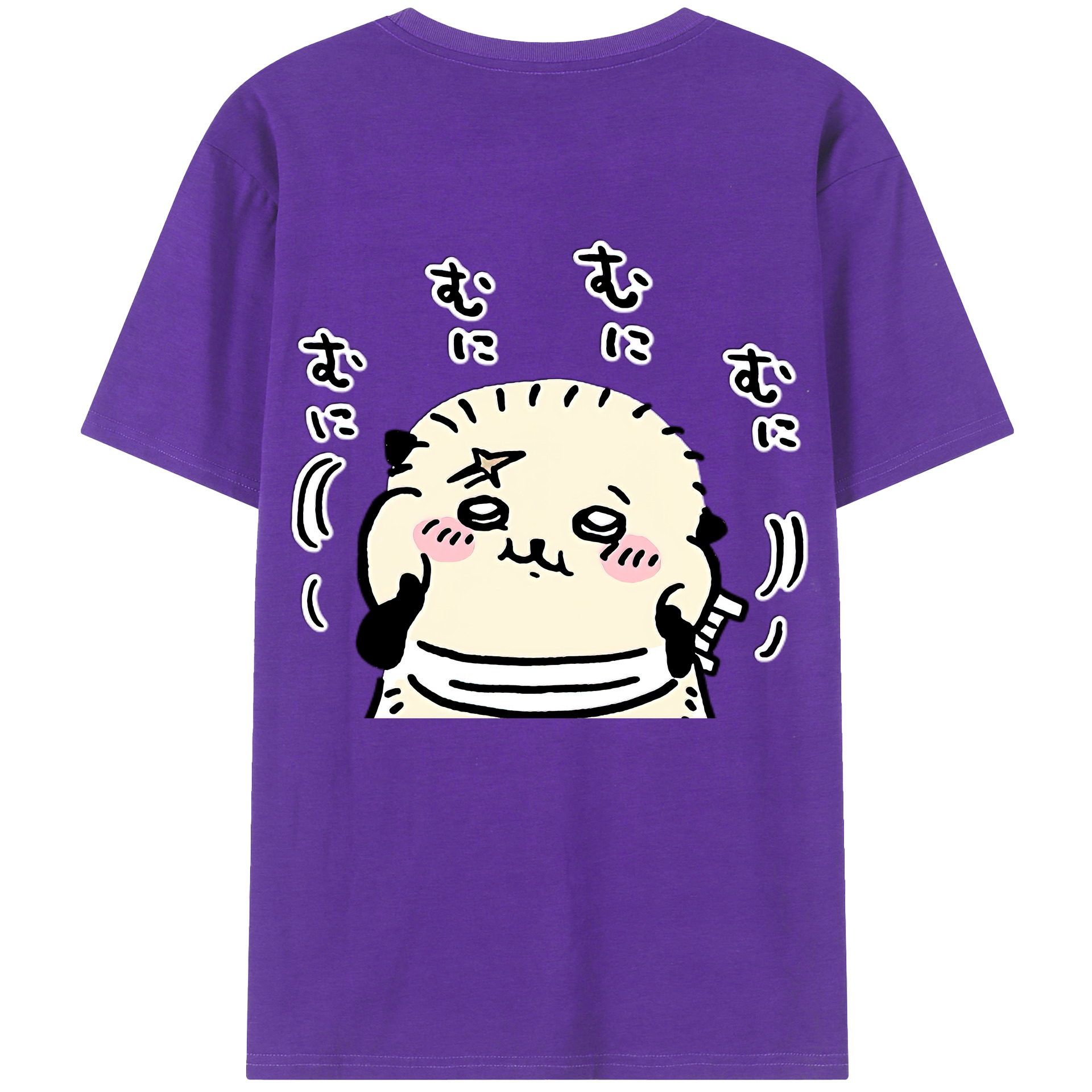 （画像用） ちいかわ ラッコ Chii-kawa Sea otter 綿100％ メンズ半袖Tシャツ（バックプリント） 通気性