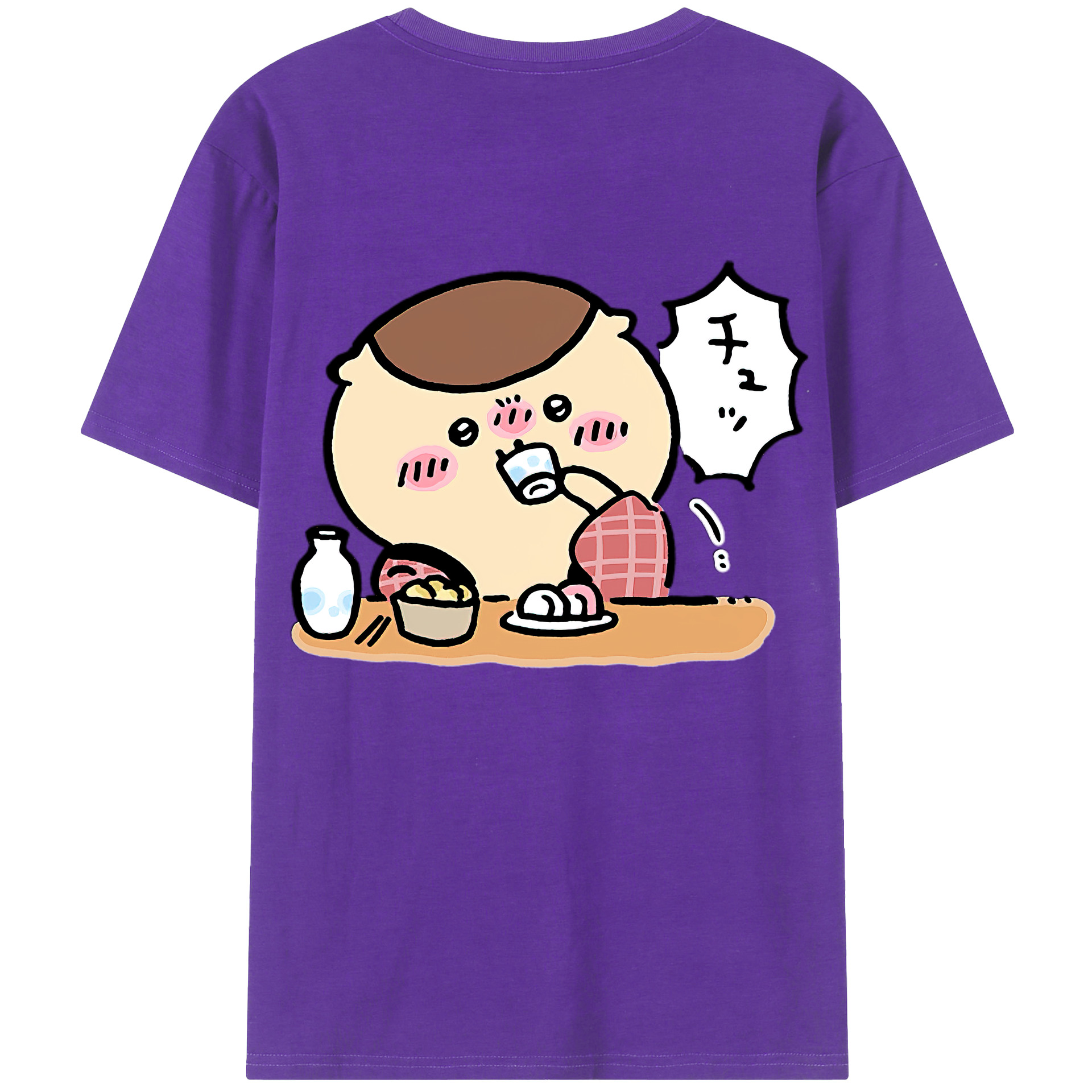 （画像用） ちいかわ くりまんじゅう Chii-kawa kuri manjū 綿100％ メンズ半袖Tシャツ（バックプリント） 通気性