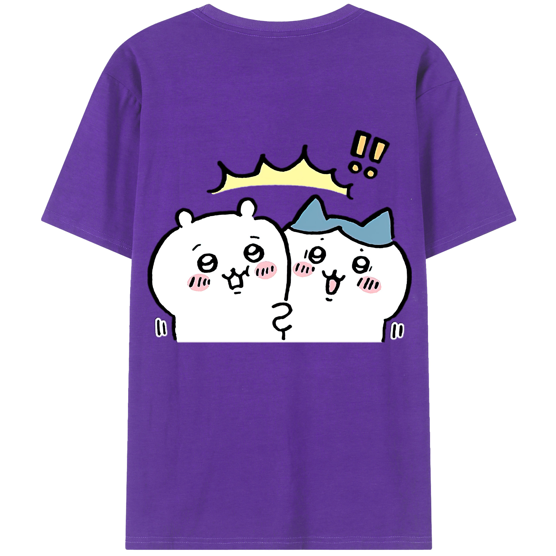 （画像用） ちいかわ ハチワレ Chii-kawa hachiware 綿100％ メンズ半袖Tシャツ（バックプリント） 通気性