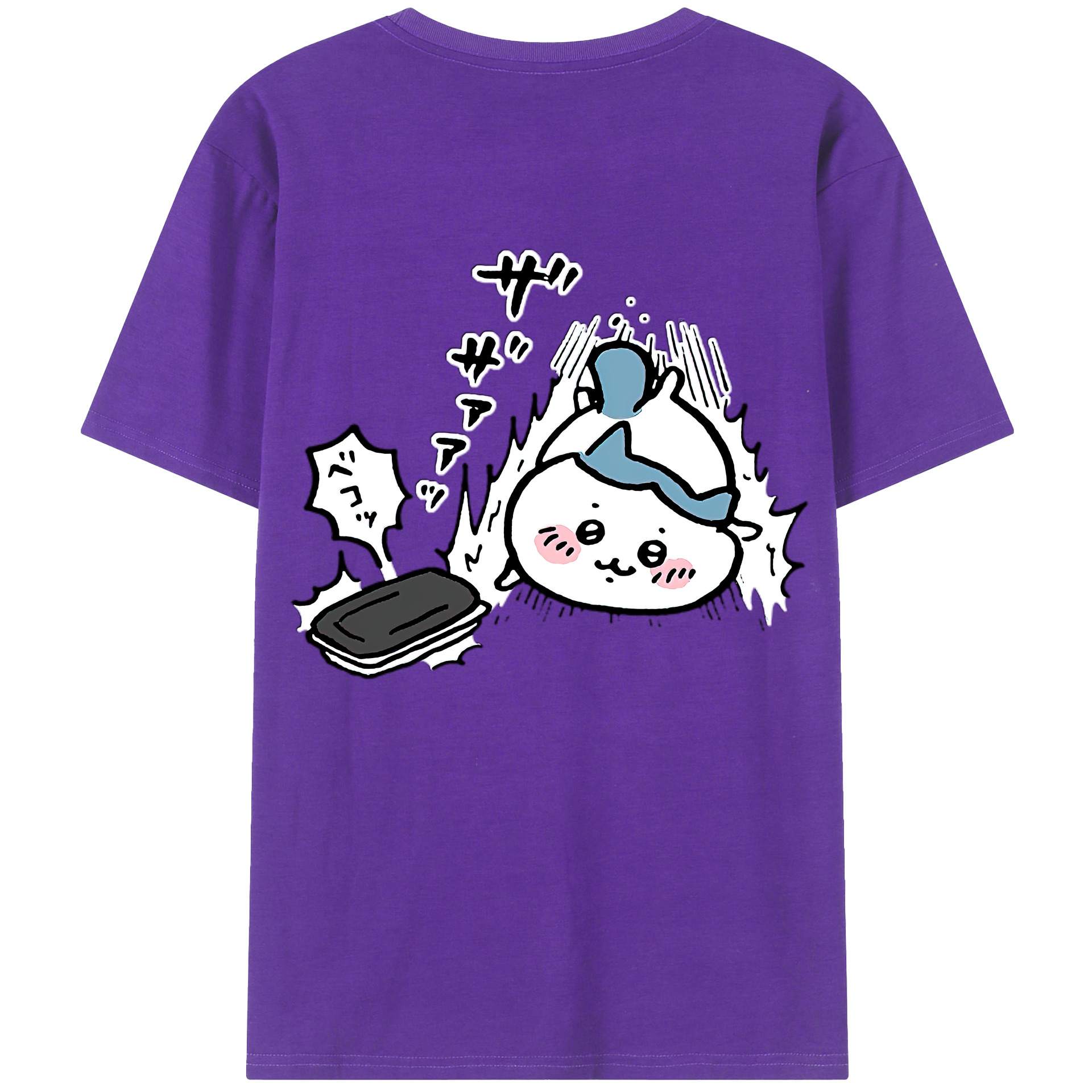 （画像用） ちいかわ ハチワレ Chii-kawa hachiware 綿100％ メンズ半袖Tシャツ（バックプリント） 通気性