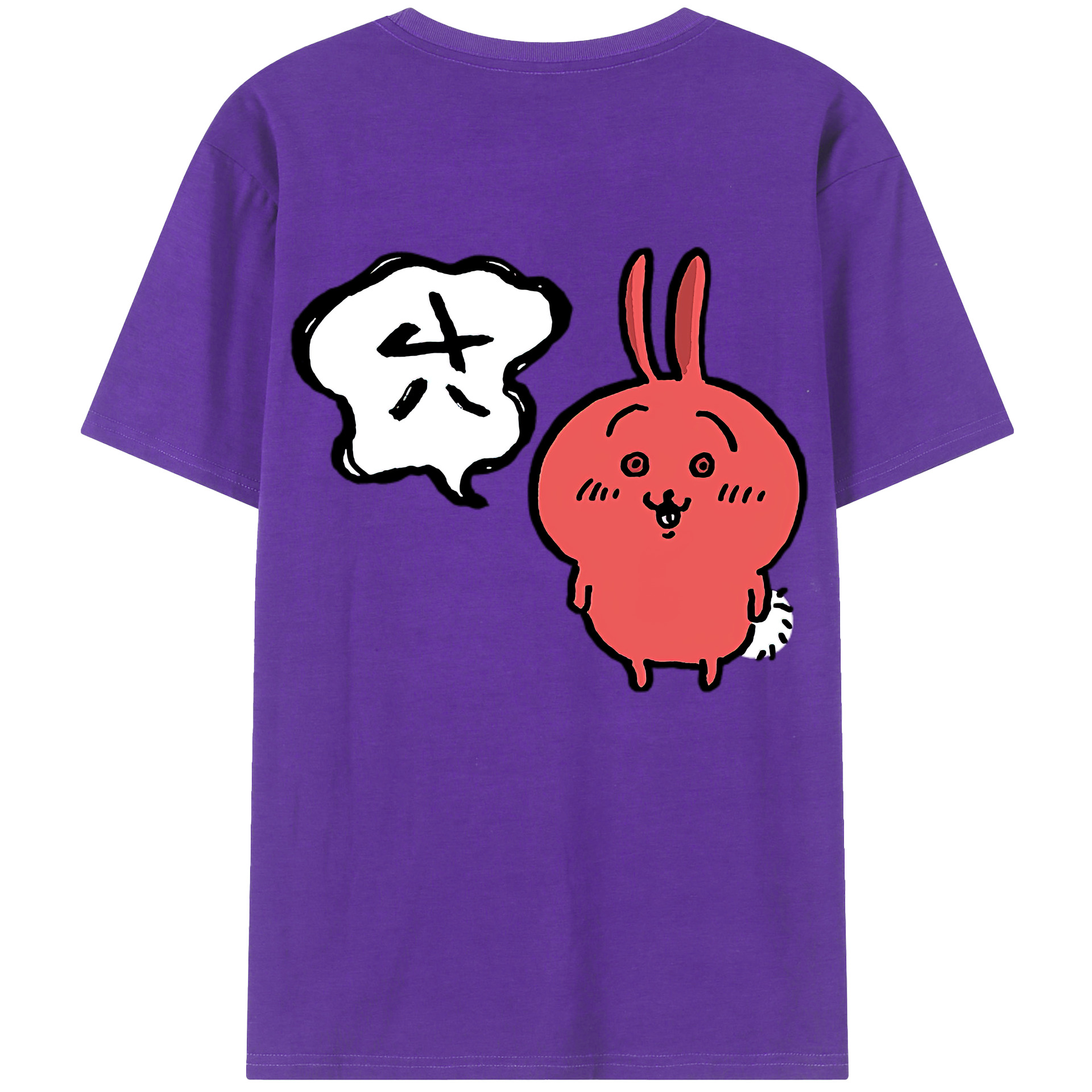 （画像用） ちいかわ ハチワレ Chii-kawa hachiware 綿100％ メンズ半袖Tシャツ（バックプリント） 通気性