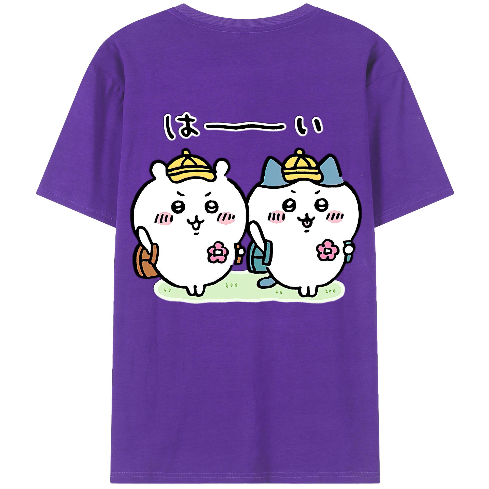 （画像用） ちいかわ ハチワレ Chii-kawa hachiware 綿100％ メンズ半袖Tシャツ（バックプリント） 通気性