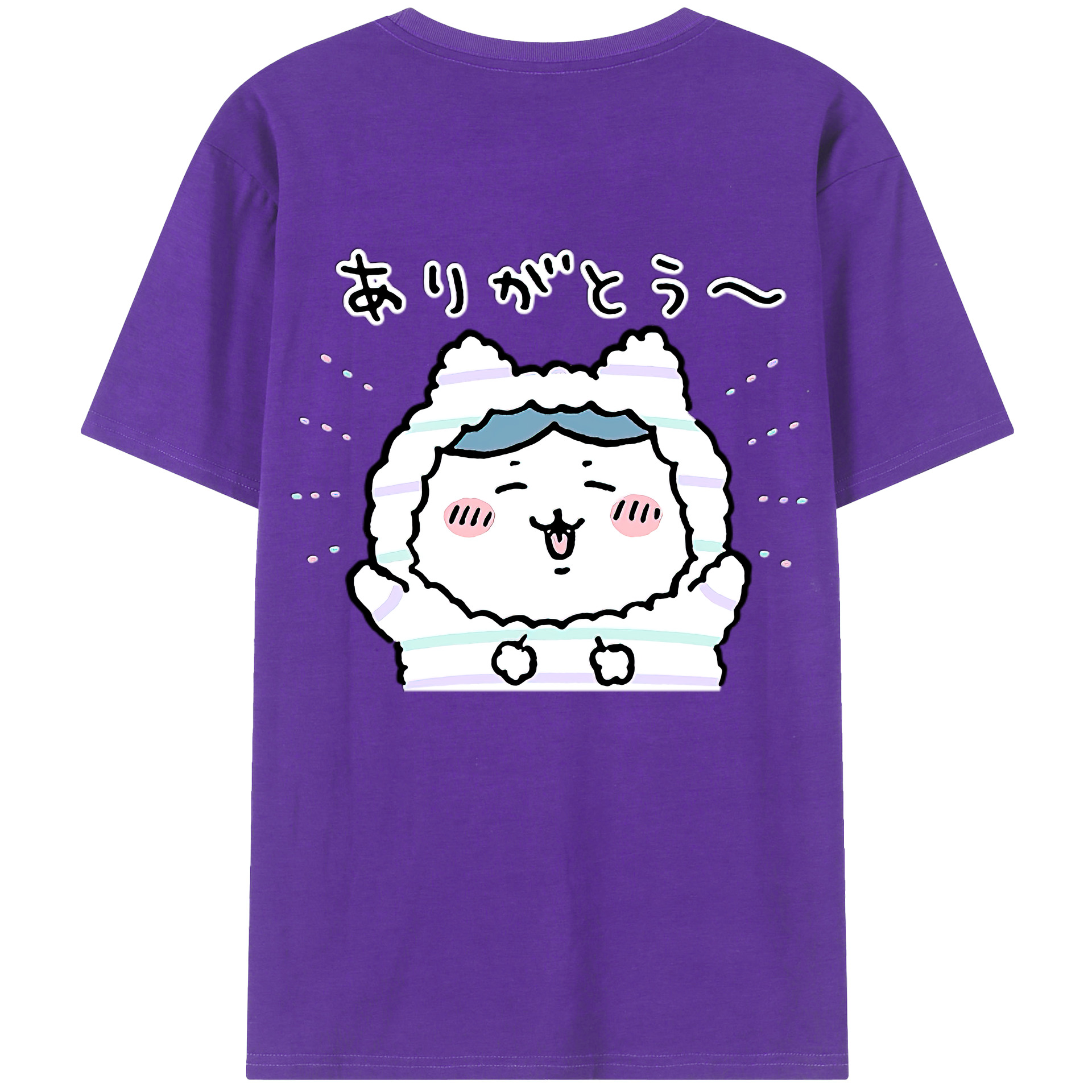 （画像用） ちいかわ ハチワレ Chii-kawa hachiware 綿100％ メンズ半袖Tシャツ（バックプリント） 通気性