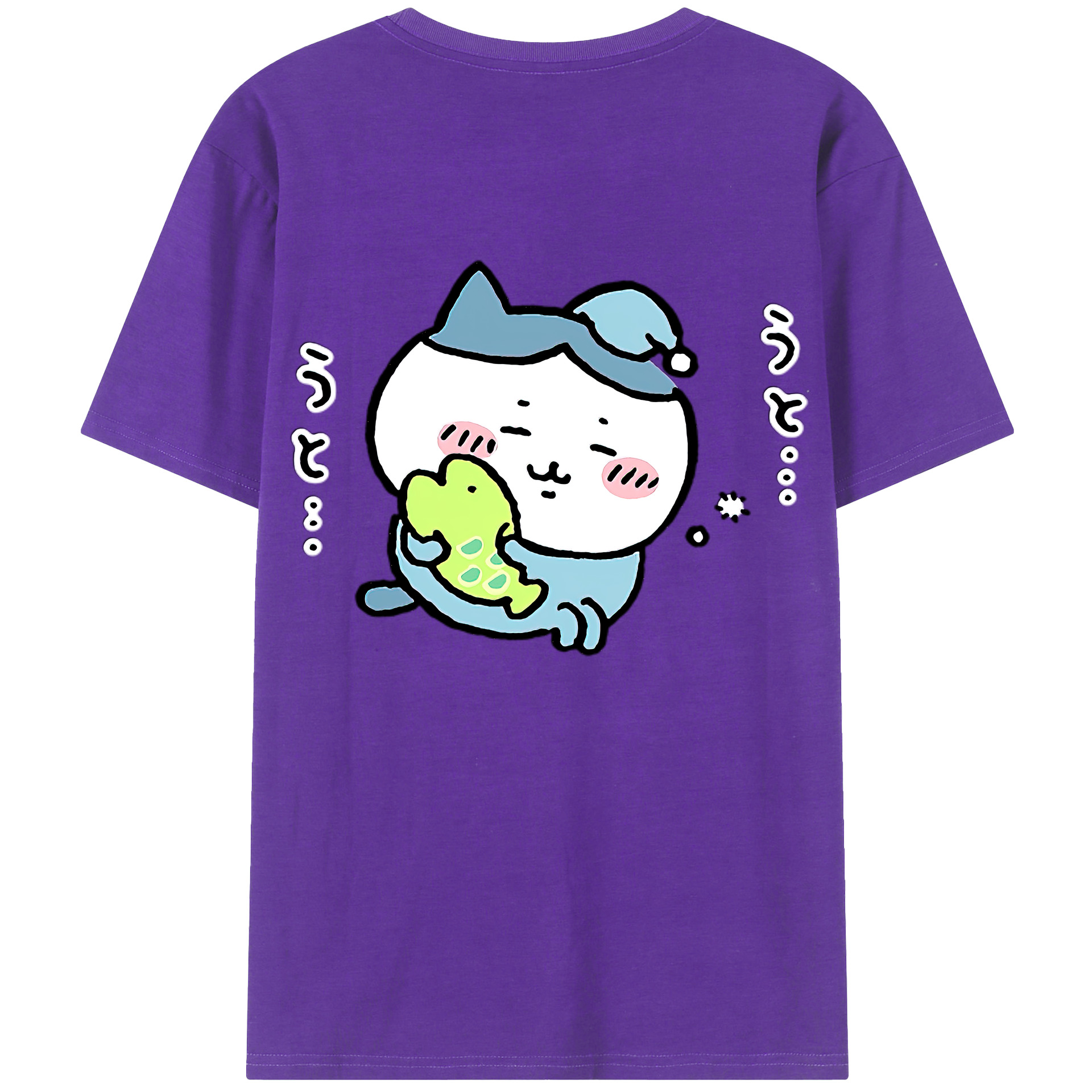 （画像用） ちいかわ ハチワレ Chii-kawa hachiware 綿100％ メンズ半袖Tシャツ（バックプリント） 通気性