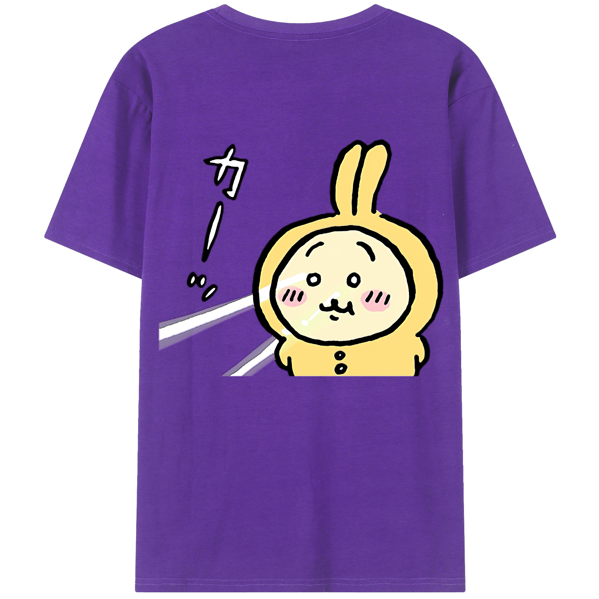 （画像用） ちいかわ うさぎ Chii-kawa usagi 綿100％ メンズ半袖Tシャツ（バックプリント） 通気性
