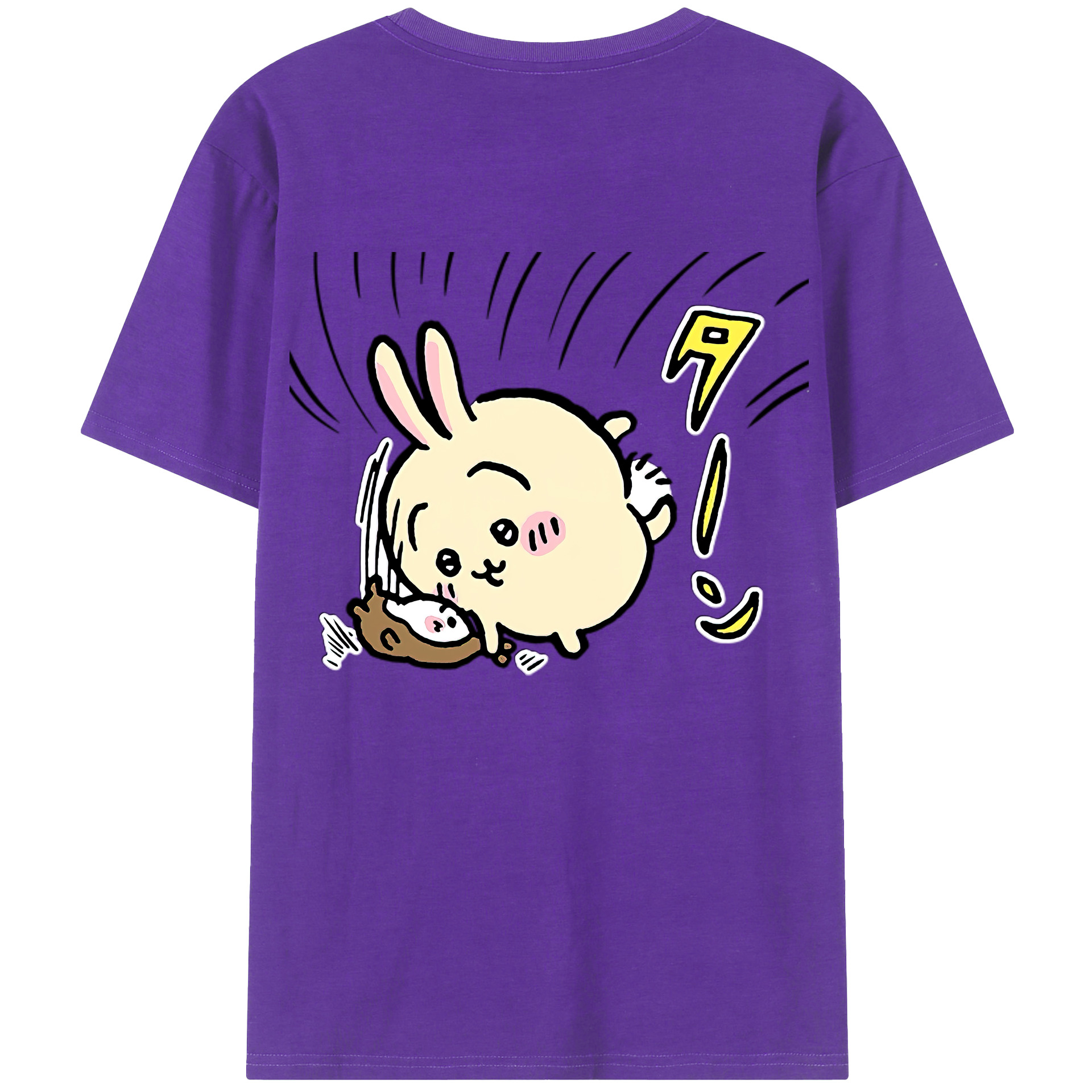（画像用） ちいかわ うさぎ Chii-kawa usagi 綿100％ メンズ半袖Tシャツ（バックプリント） 通気性