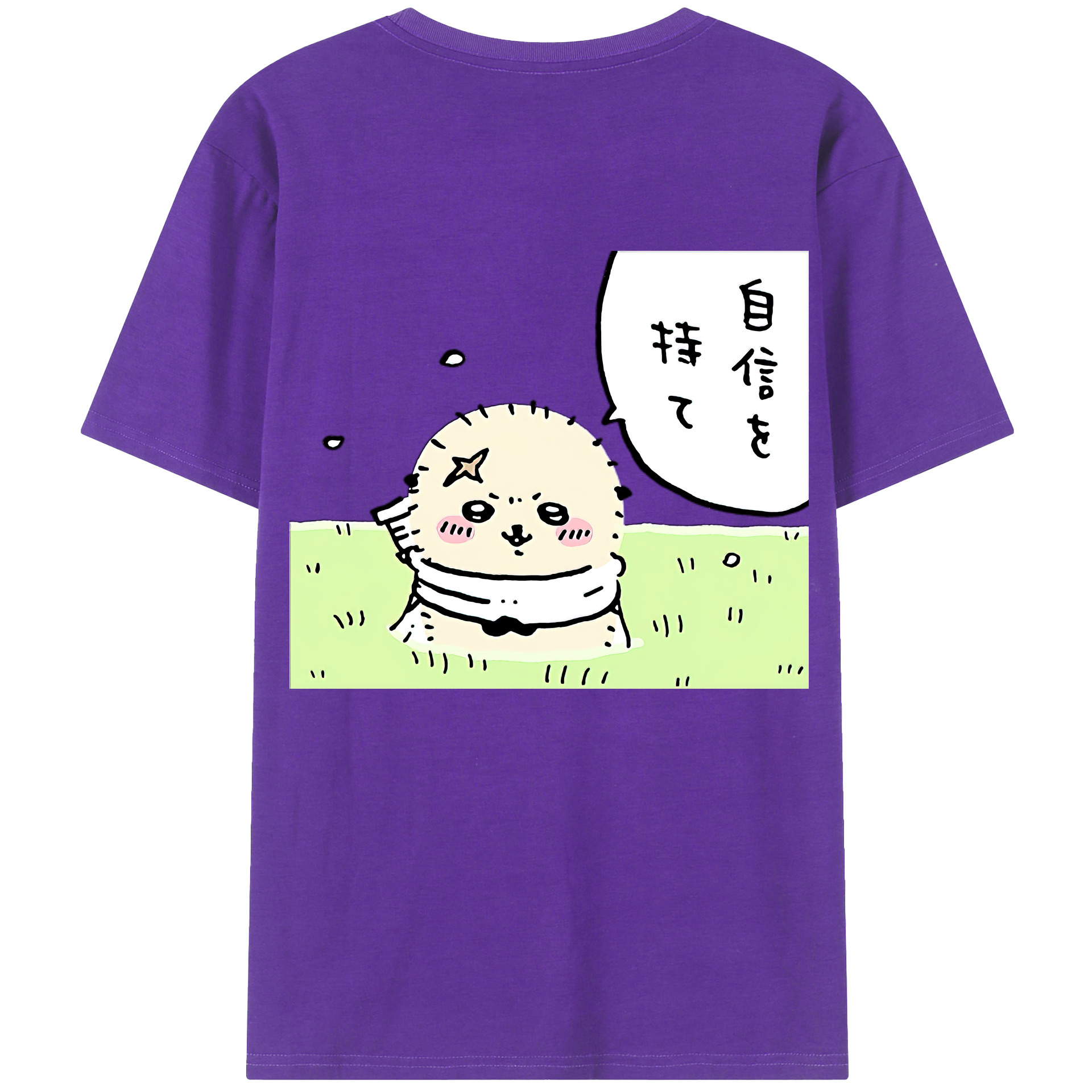 （画像用） ちいかわ ラッコ Chii-kawa Sea otter 綿100％ メンズ半袖Tシャツ（バックプリント） 通気性