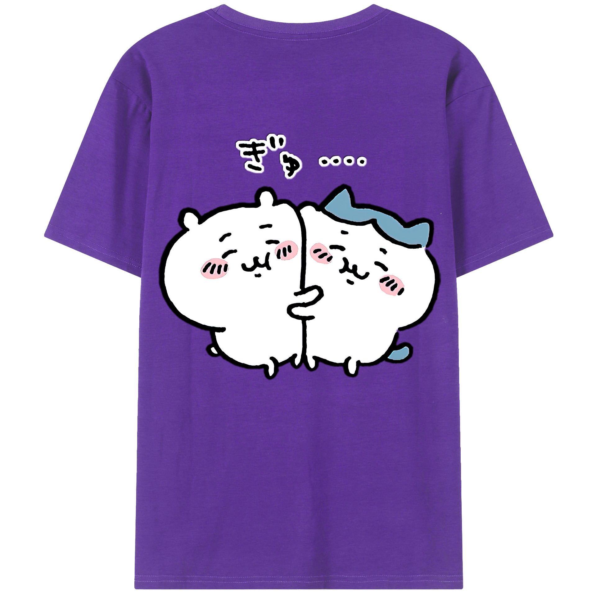 （画像用） ちいかわ ハチワレ Chii-kawa hachiware 綿100％ メンズ半袖Tシャツ（バックプリント） 通気性