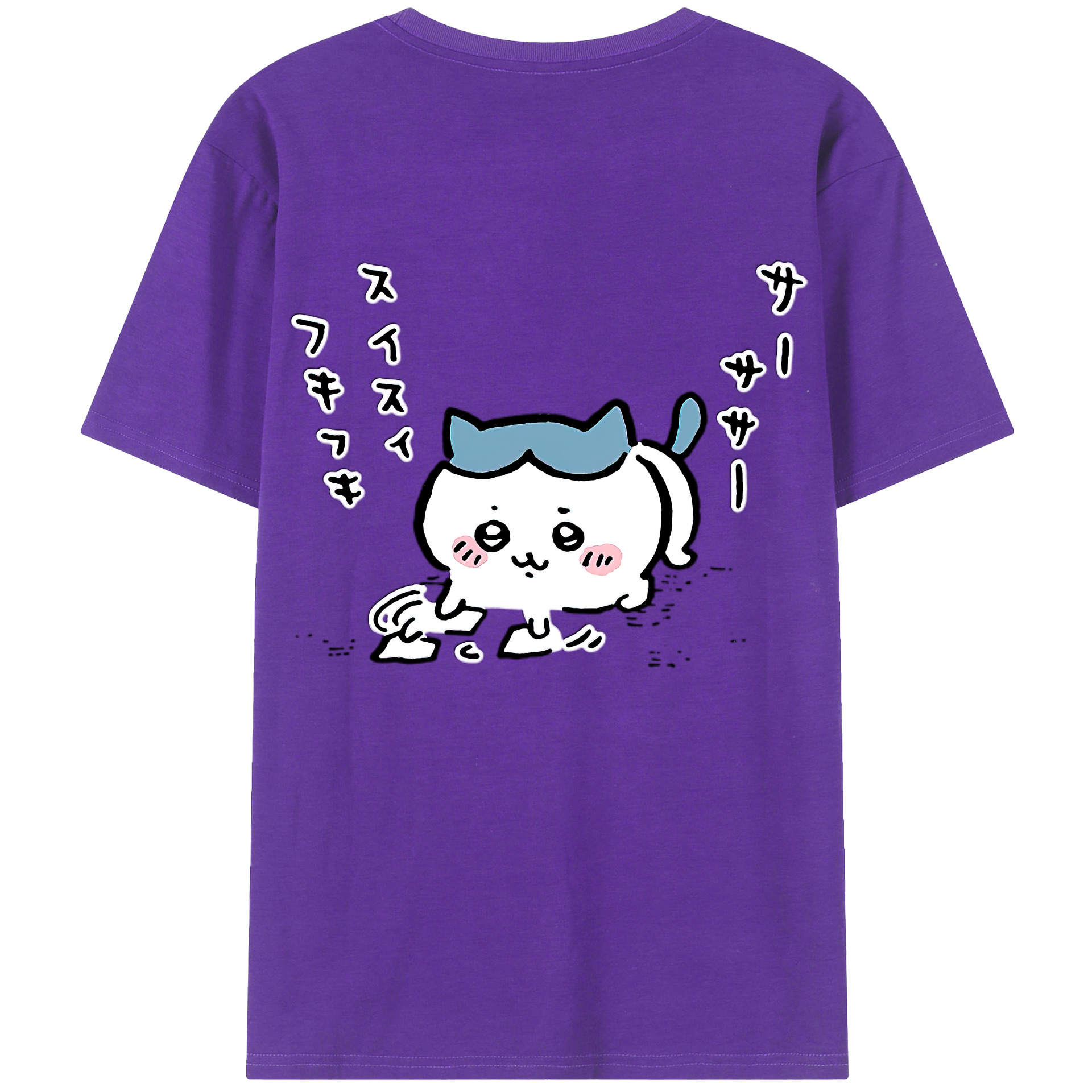 （画像用） ちいかわ ハチワレ Chii-kawa hachiware 綿100％ メンズ半袖Tシャツ（バックプリント） 通気性