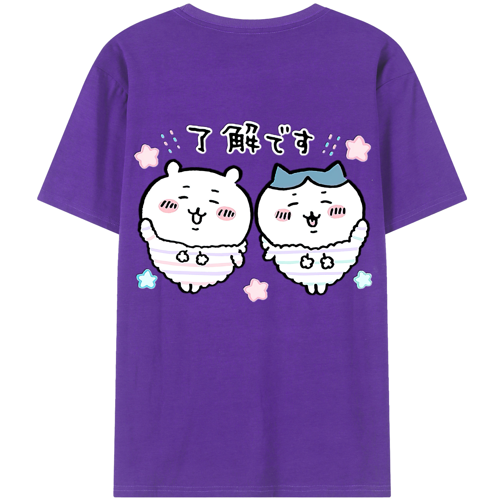 （画像用） ちいかわ ハチワレ Chii-kawa hachiware 綿100％ メンズ半袖Tシャツ（バックプリント） 通気性