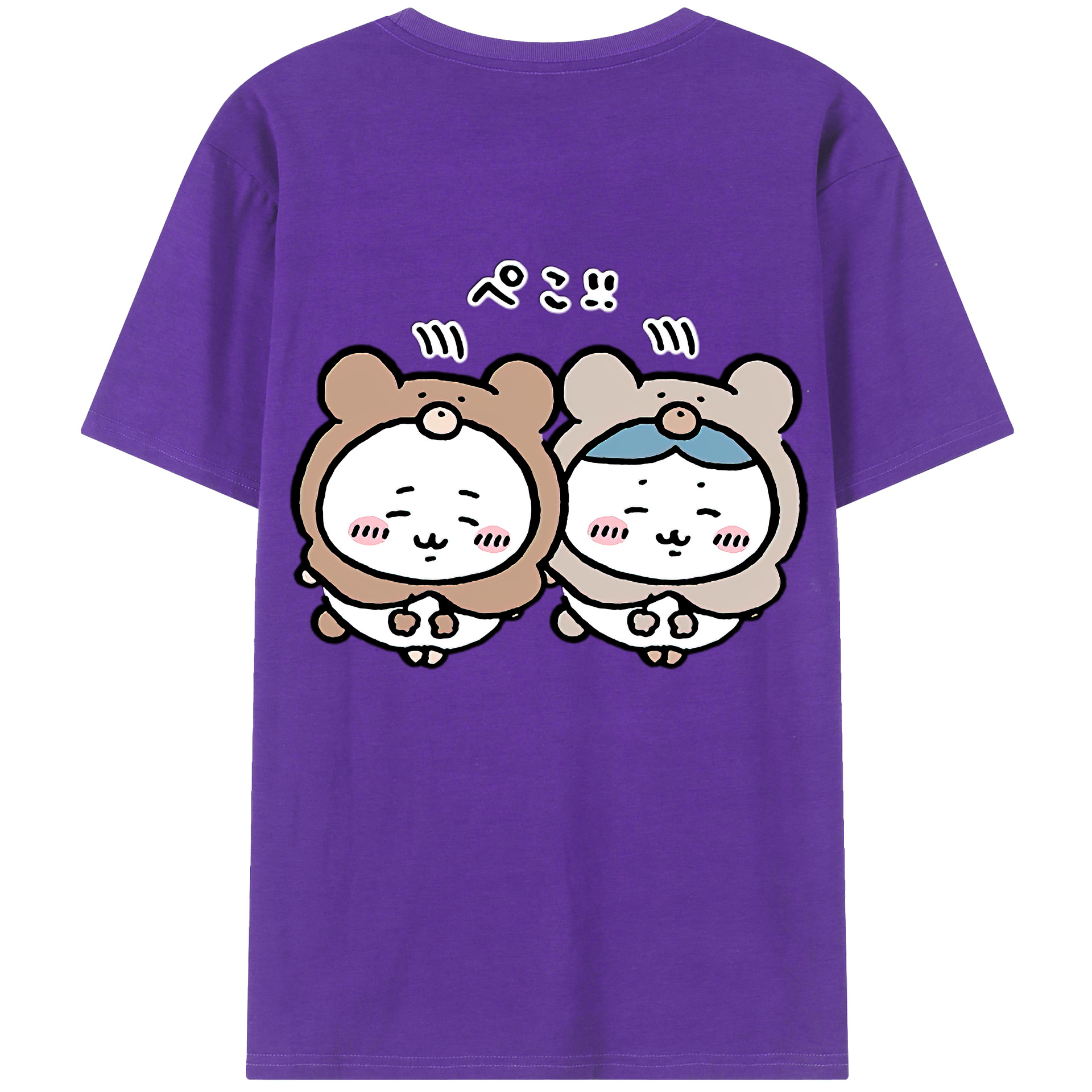 （画像用） ちいかわ ハチワレ Chii-kawa hachiware 綿100％ メンズ半袖Tシャツ（バックプリント） 通気性